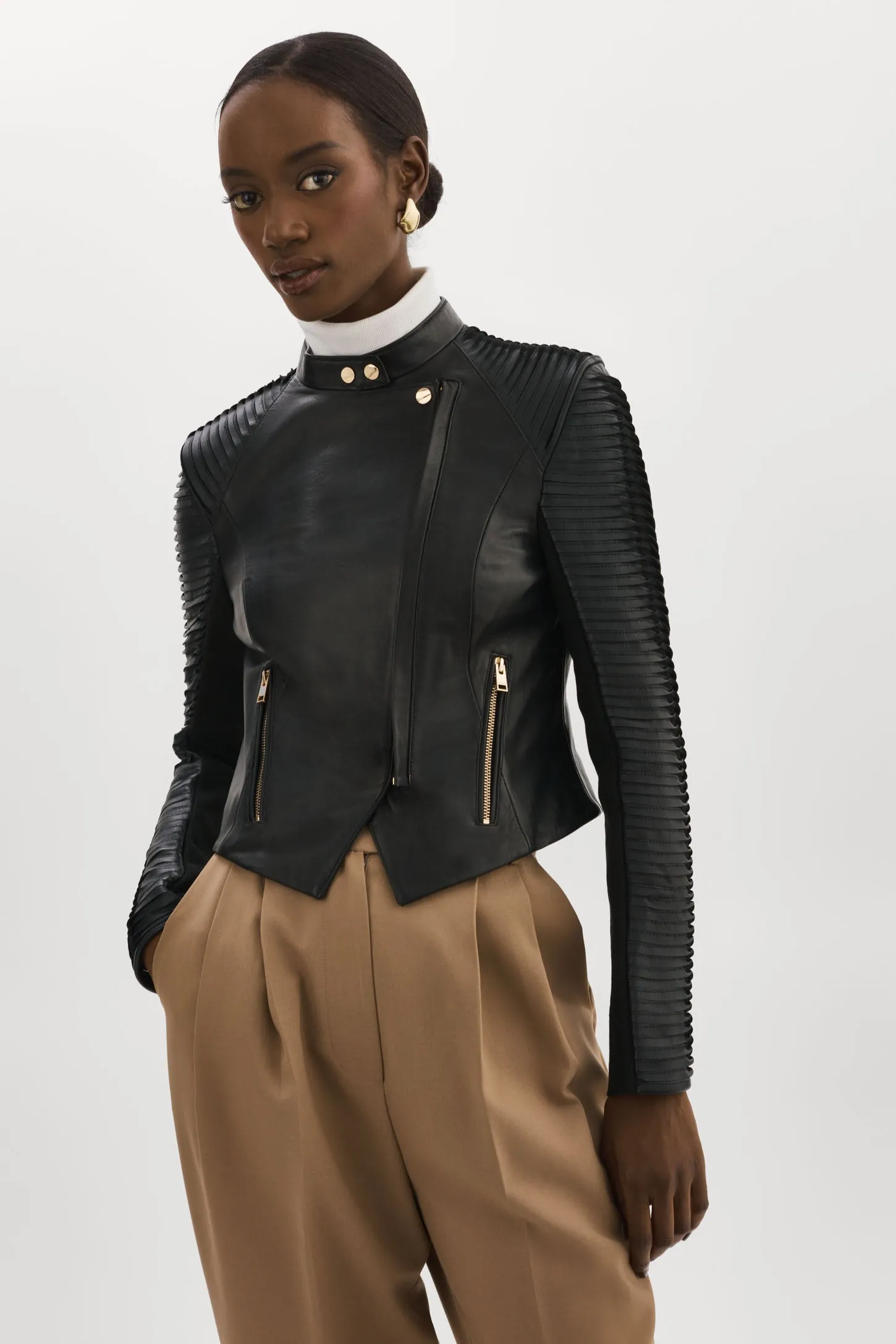 AZRA GOLD | Leather Biker Jacket sold by LAMARQUE product image thumbnail 2