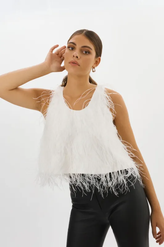 ABRIELLE | Ostrich Feather Top sold by La Marque