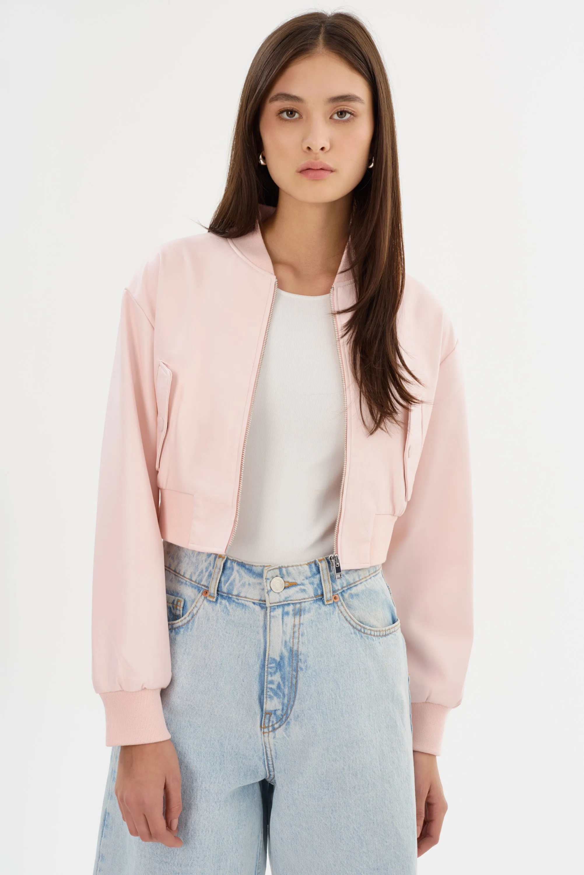 EVELIN | Faux Leather Cropped Bomber sold by La Marque
