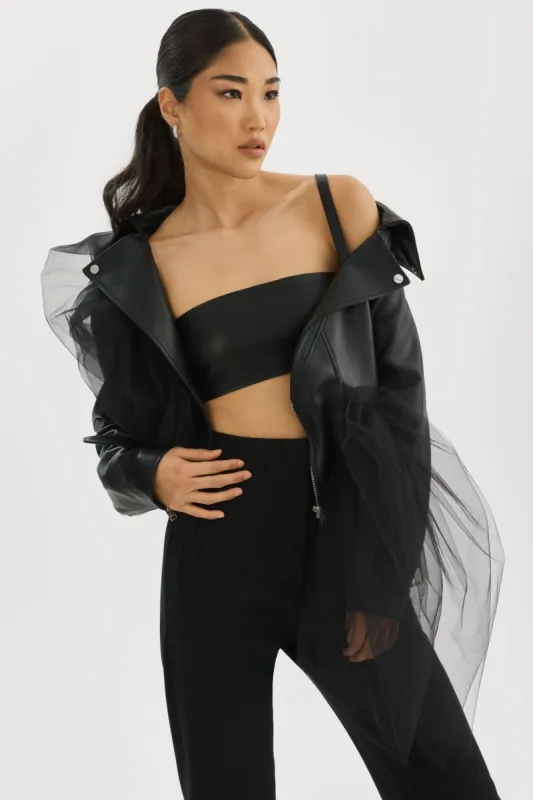 OBELIA | Tulle & Leather Biker Jacket sold by La Marque