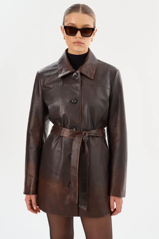 MARLOWE | Leather Trench Coat made by LAMARQUE