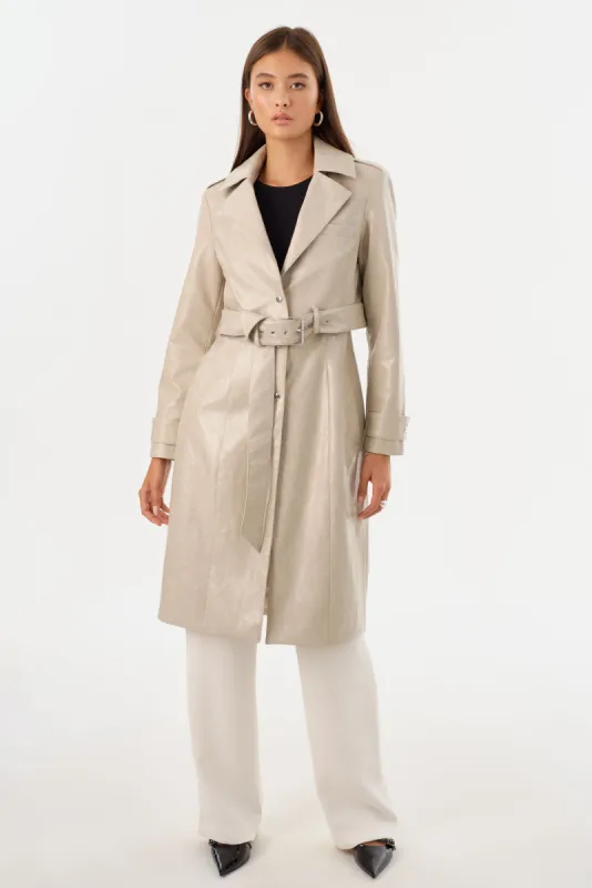 KATIJA | Convertible Faux Leather Trench sold by La Marque
