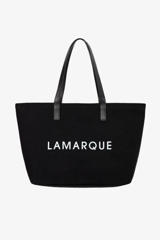 SHOPPER | Canvas Tote Bag with Leather Straps sold by La Marque