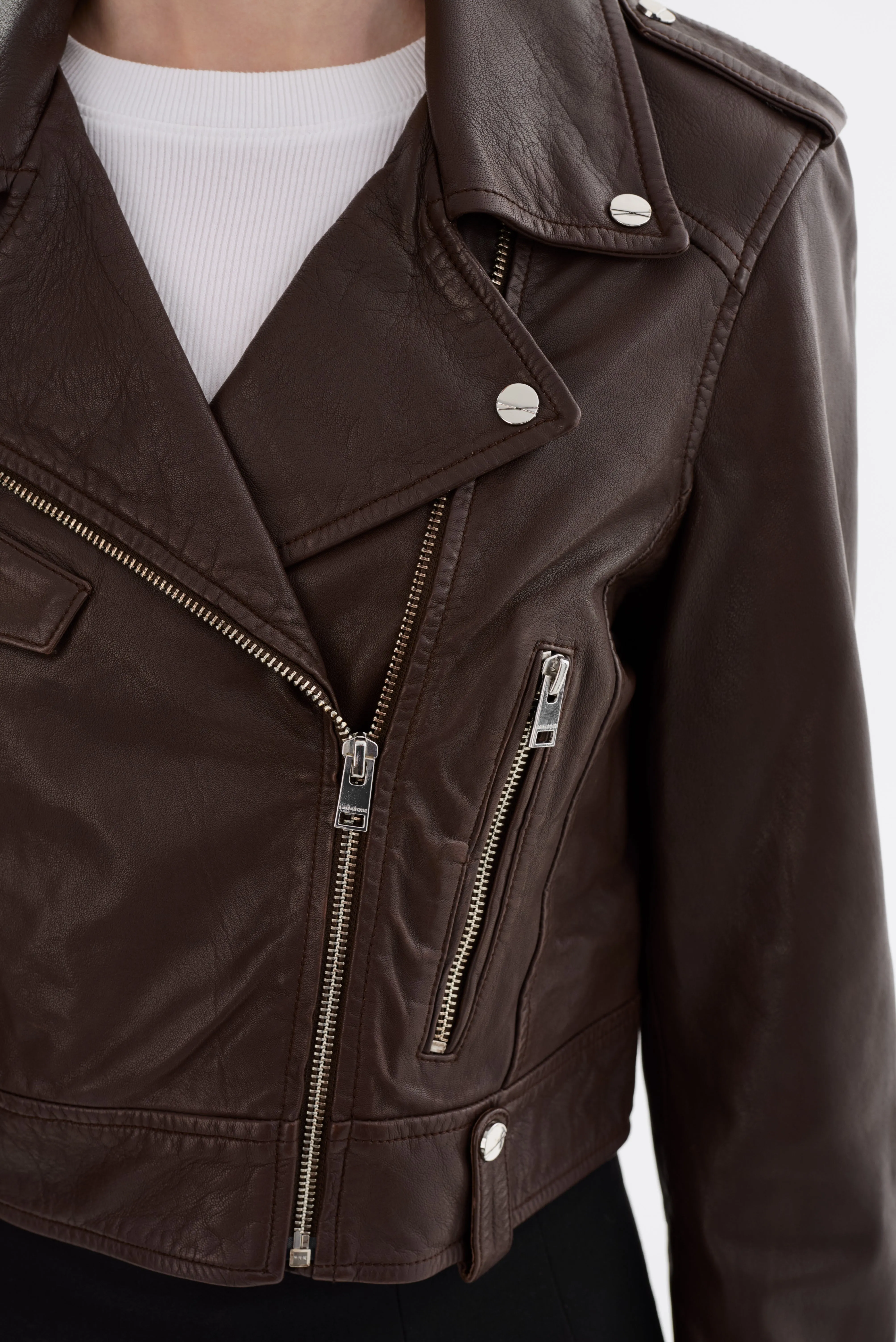 CIARA | Cropped Leather Biker Jacket sold by LAMARQUE product image thumbnail 4