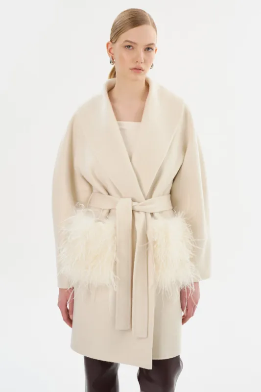 MARIE | Shawl Collar Wool Coat made by LAMARQUE