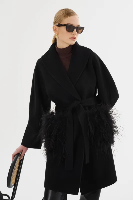 MARIE | Shawl Collar Wool Coat made by LAMARQUE