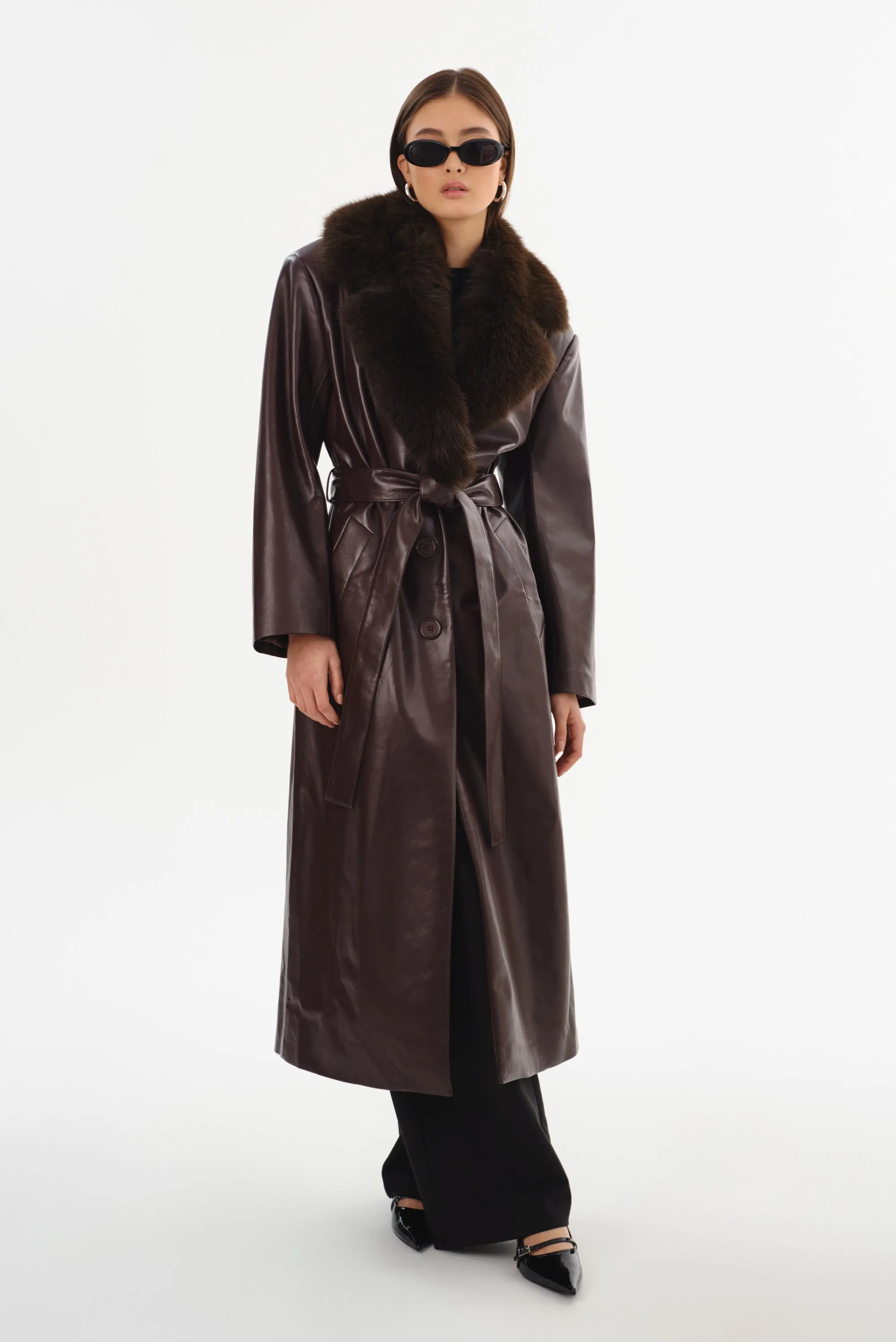 SARITA | Recycled Leather Maxi Coat sold by LAMARQUE