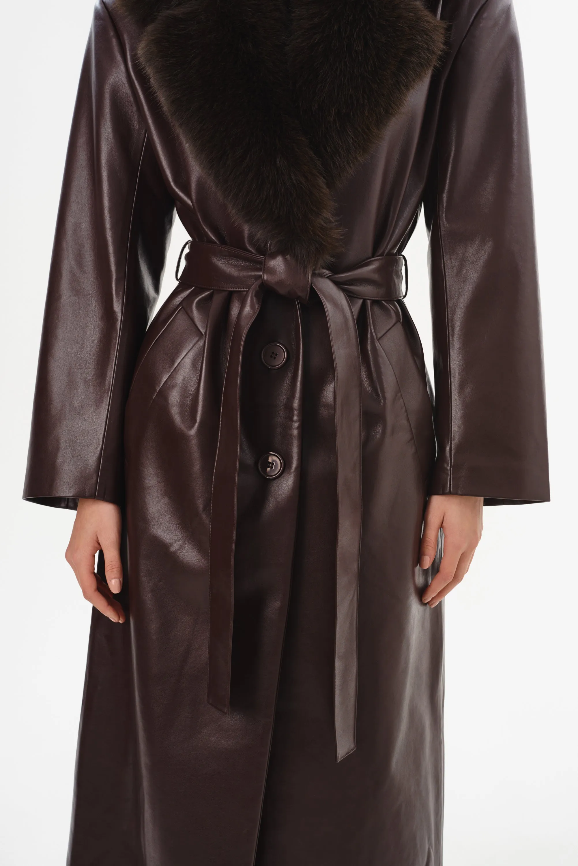 SARITA | Recycled Leather Maxi Coat sold by LAMARQUE product image thumbnail 4