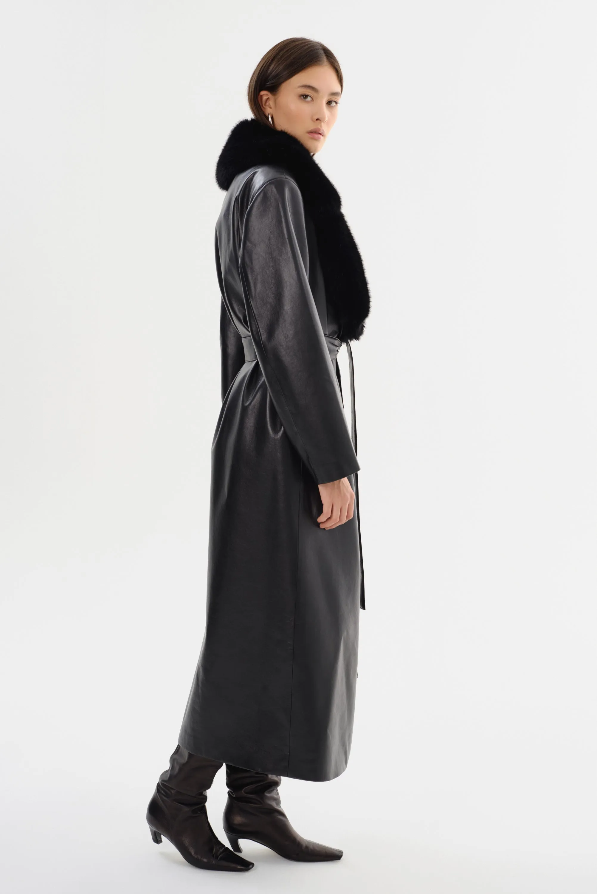 SARITA | Recycled Leather Maxi Coat sold by LAMARQUE product image thumbnail 5