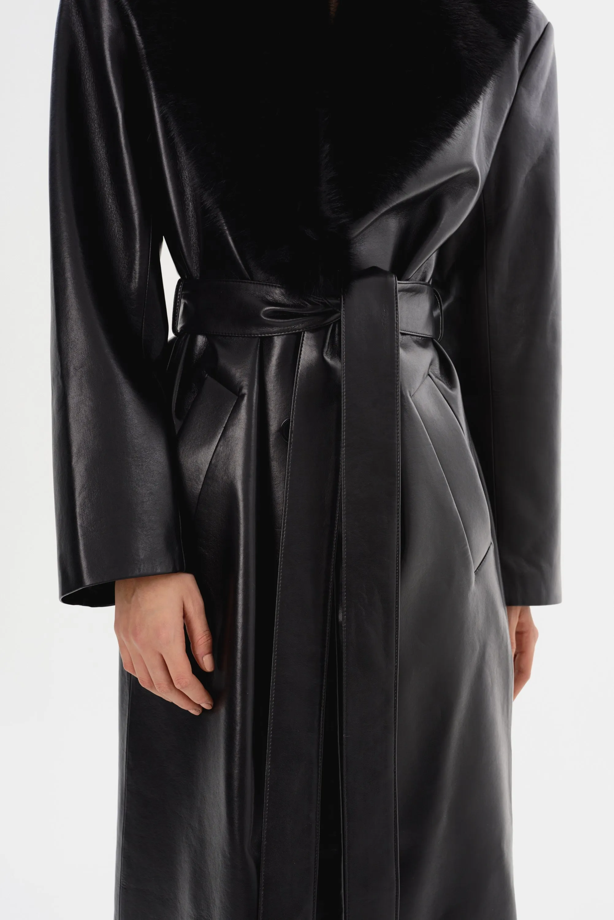 SARITA | Recycled Leather Maxi Coat sold by LAMARQUE product image thumbnail 4