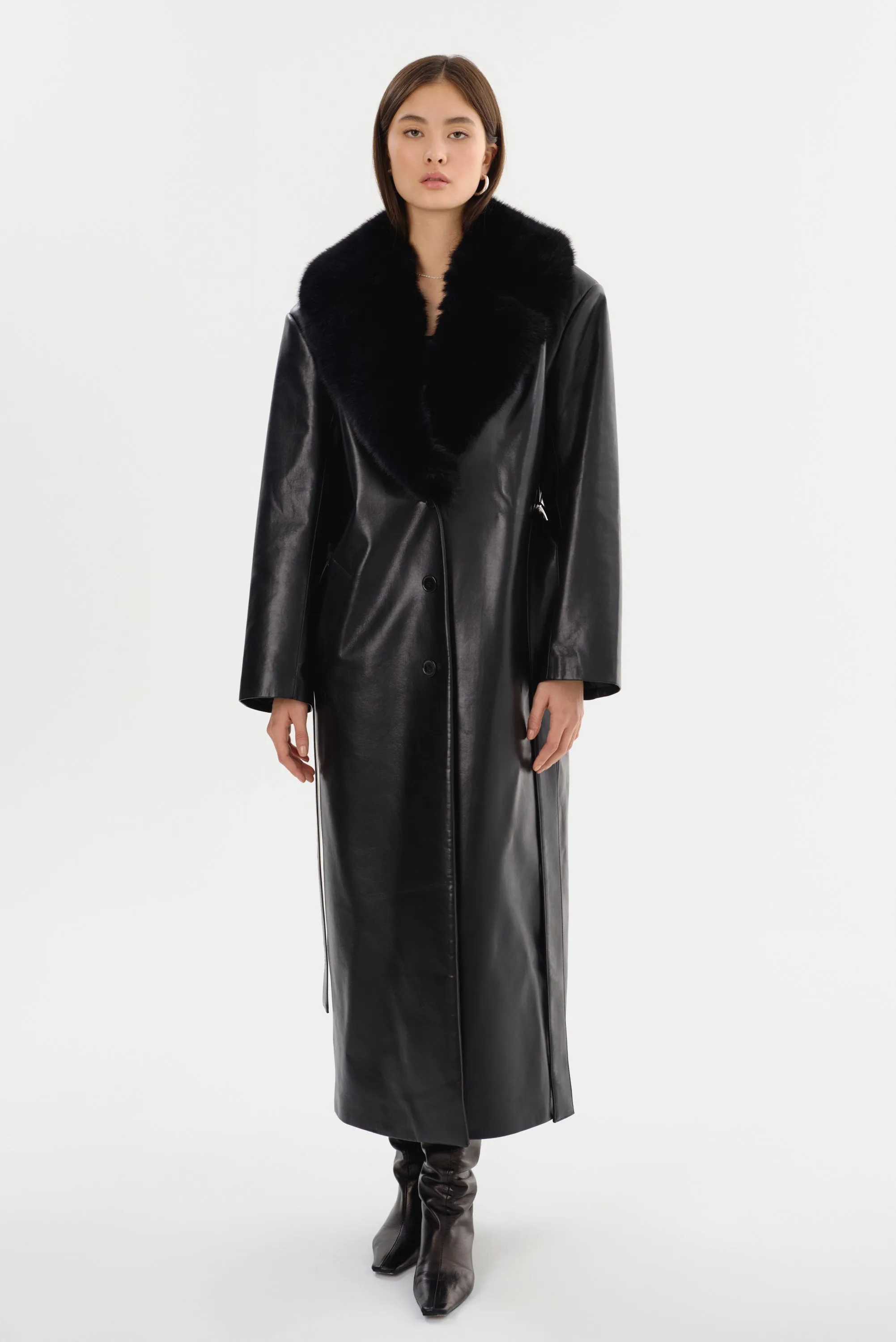 SARITA | Recycled Leather Maxi Coat sold by LAMARQUE product image thumbnail 3