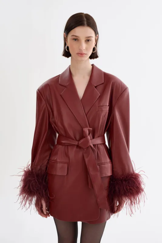 GALIA | Feather Trim Blazer sold by La Marque