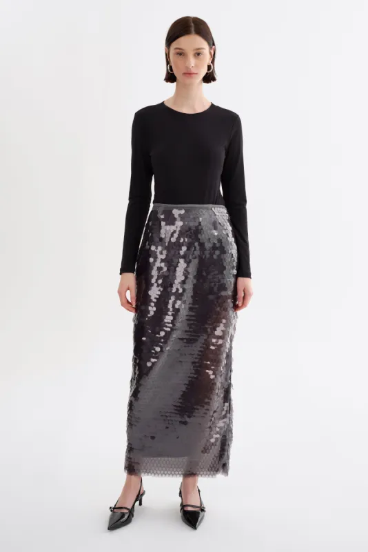 CLARA | Sequin Midi Skirt sold by LAMARQUE