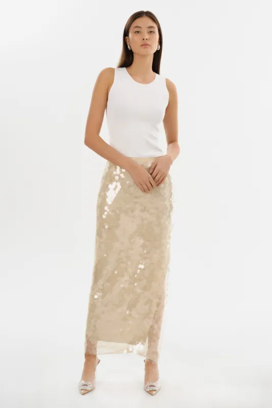 CLARA | Sequin Midi Skirt sold by LAMARQUE