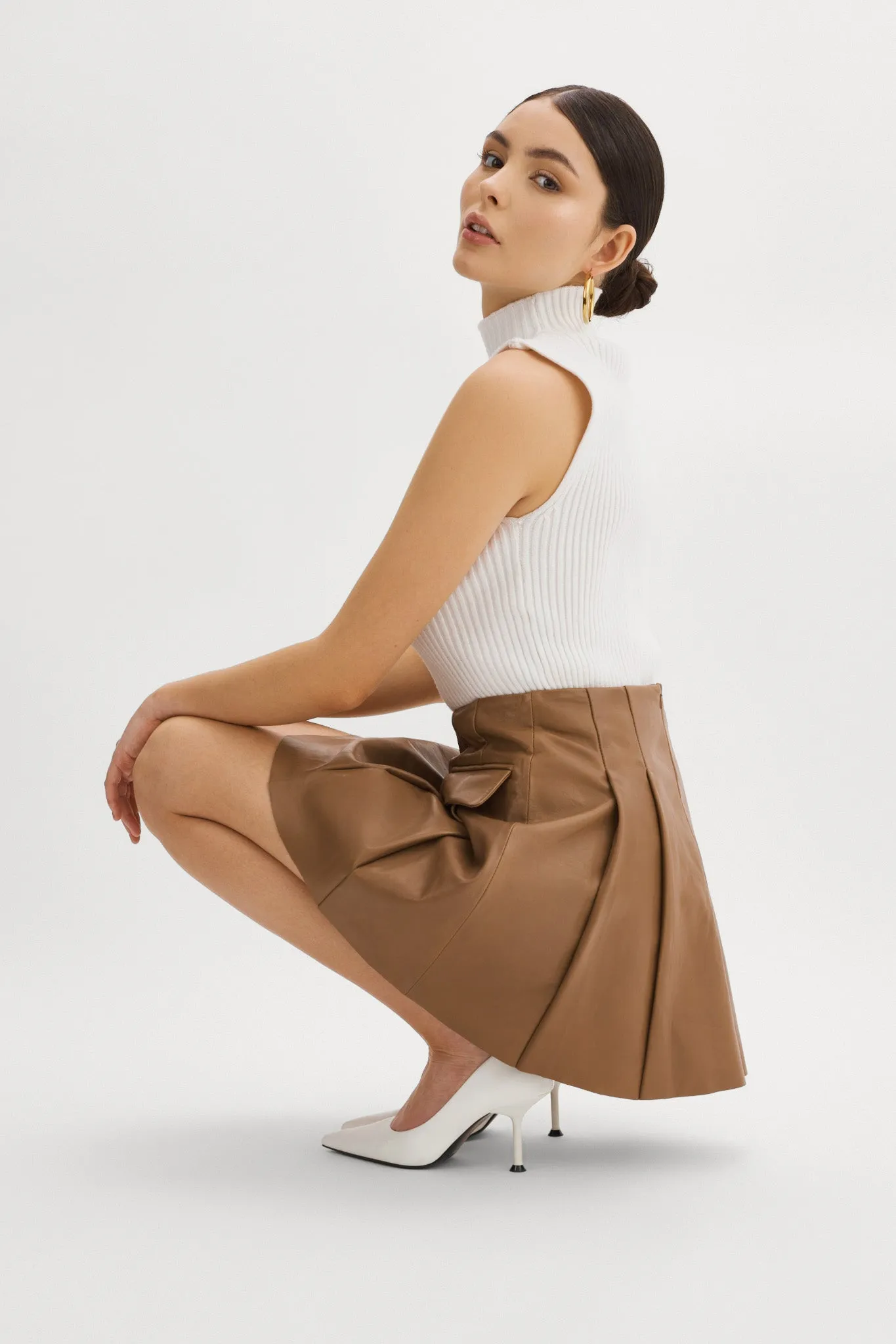 RHONDA | Leather Pleated Mini Skirt sold by LAMARQUE product image thumbnail 5