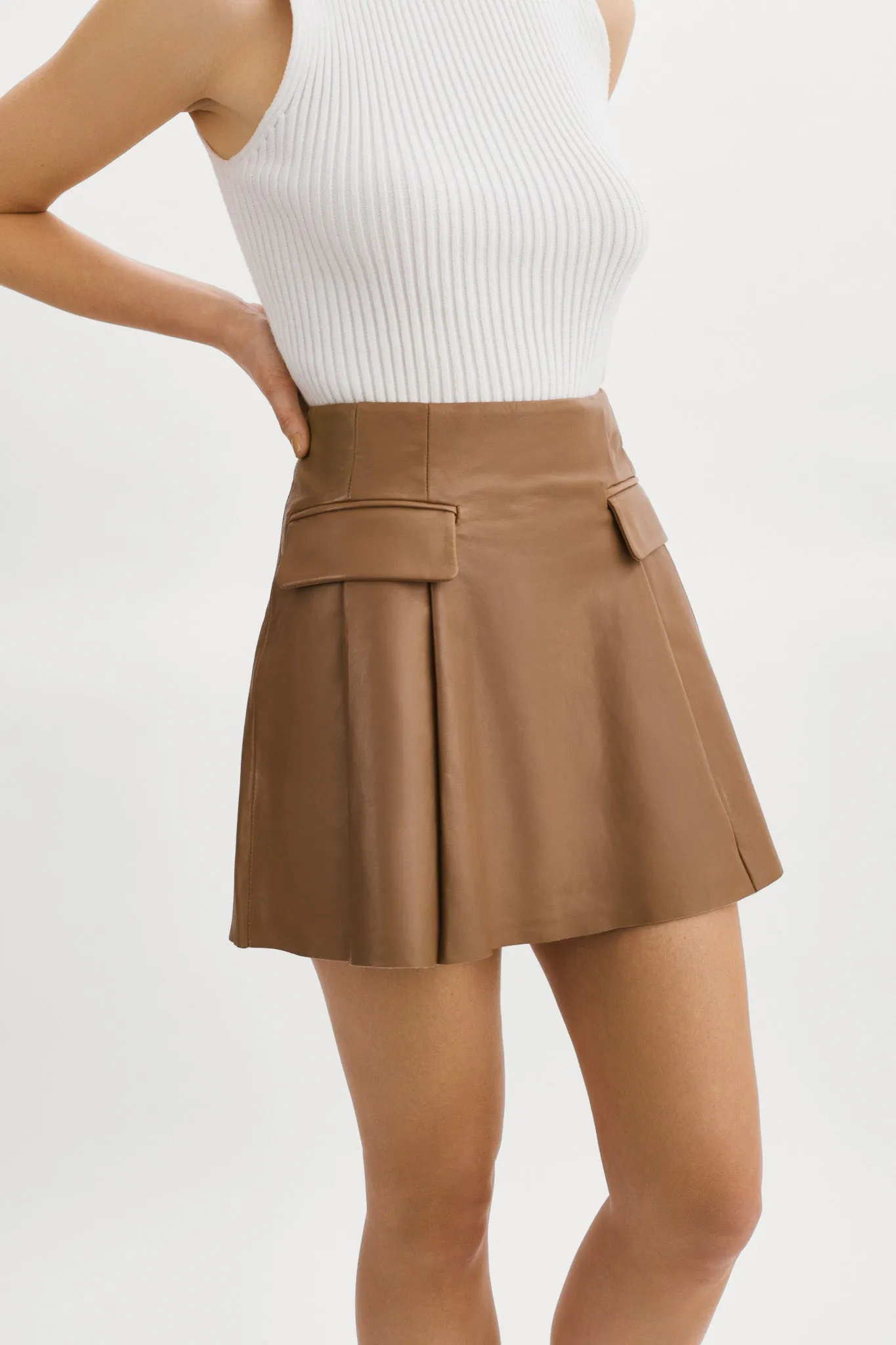 RHONDA | Leather Pleated Mini Skirt sold by LAMARQUE product image thumbnail 2