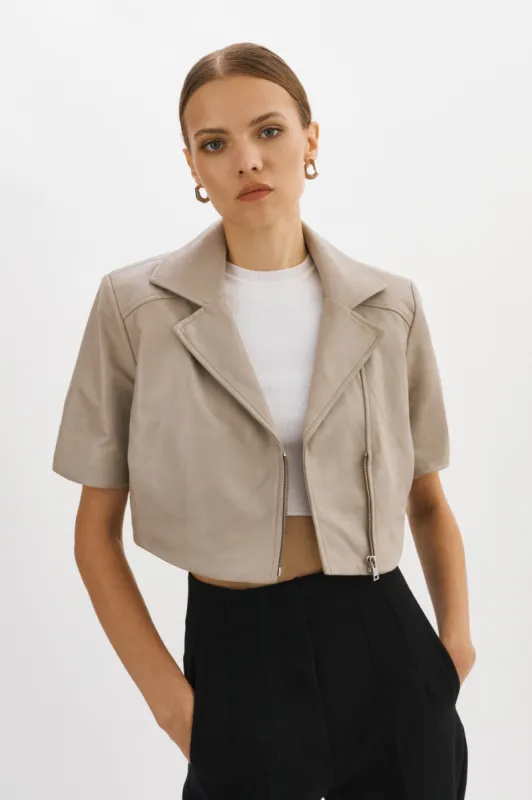Naeva | Cropped Leather Jacket sold by LAMARQUE