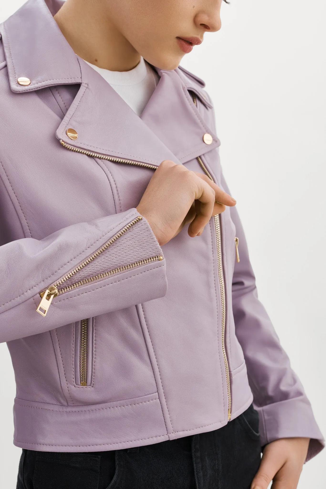 DONNA GOLD | Iconic Leather Biker Jacket sold by La Marque product image thumbnail 4