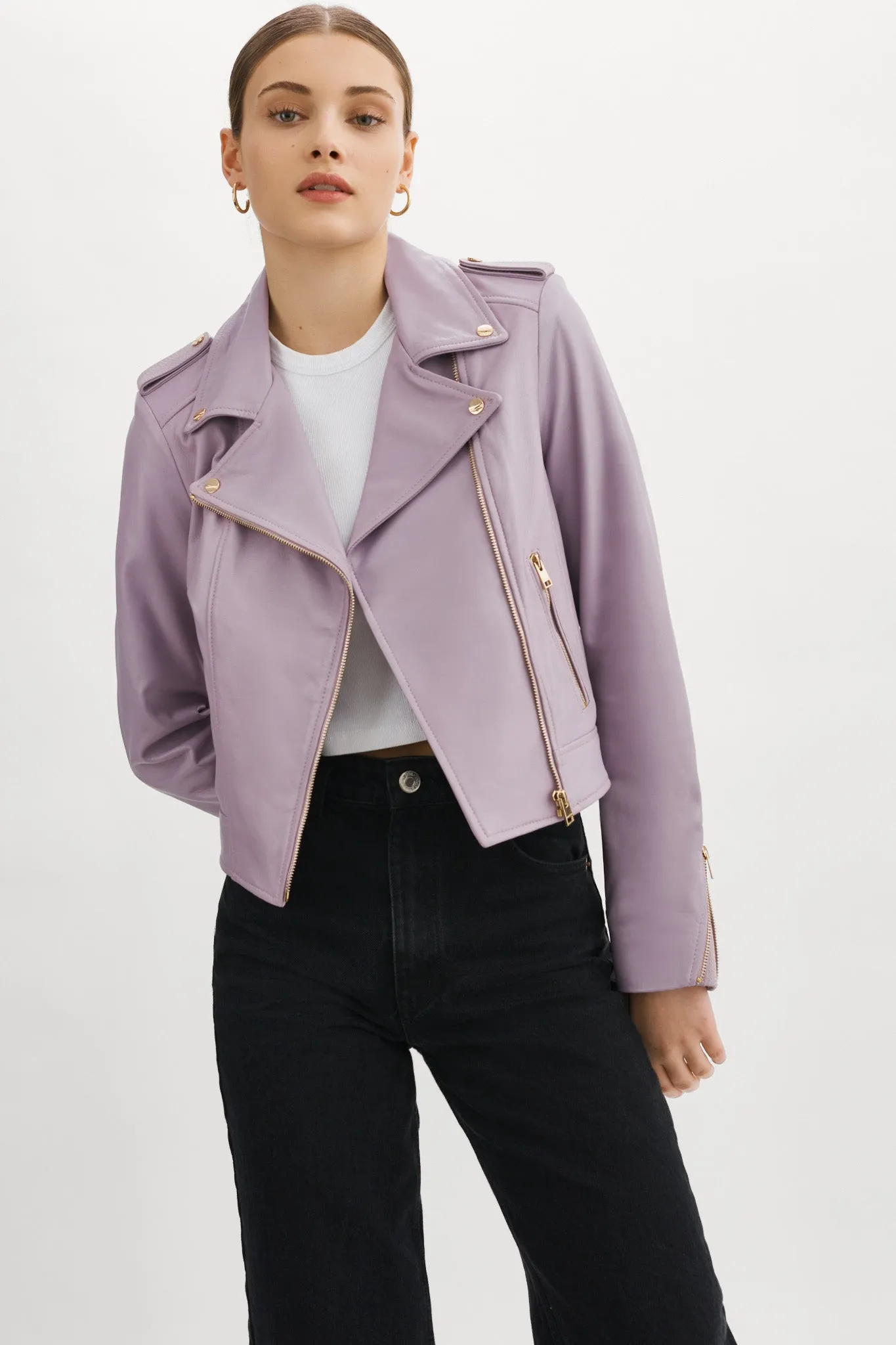 DONNA GOLD | Iconic Leather Biker Jacket sold by La Marque