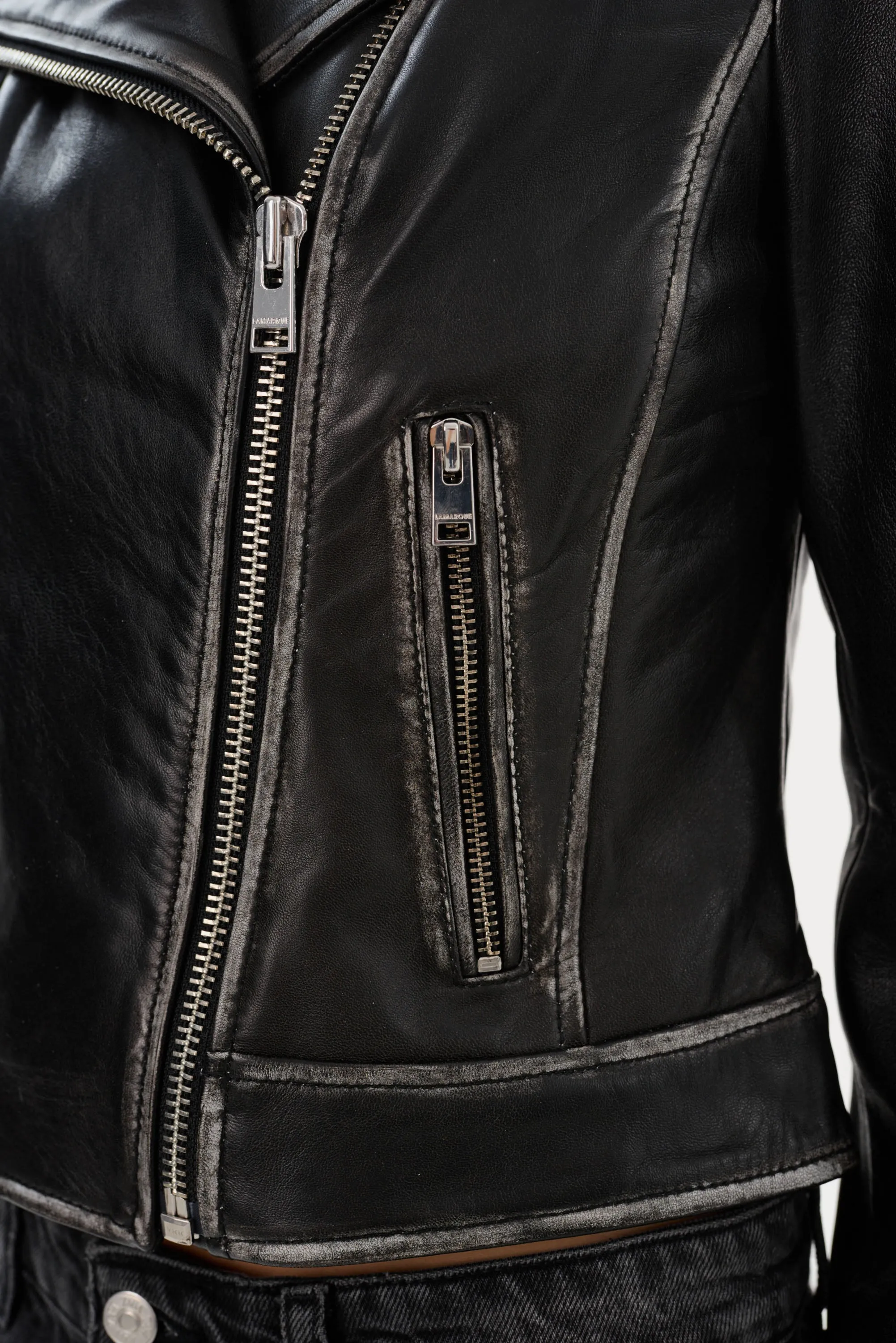 HOLY | Leather Biker Jacket with Removable Hood sold by LAMARQUE product image thumbnail 5