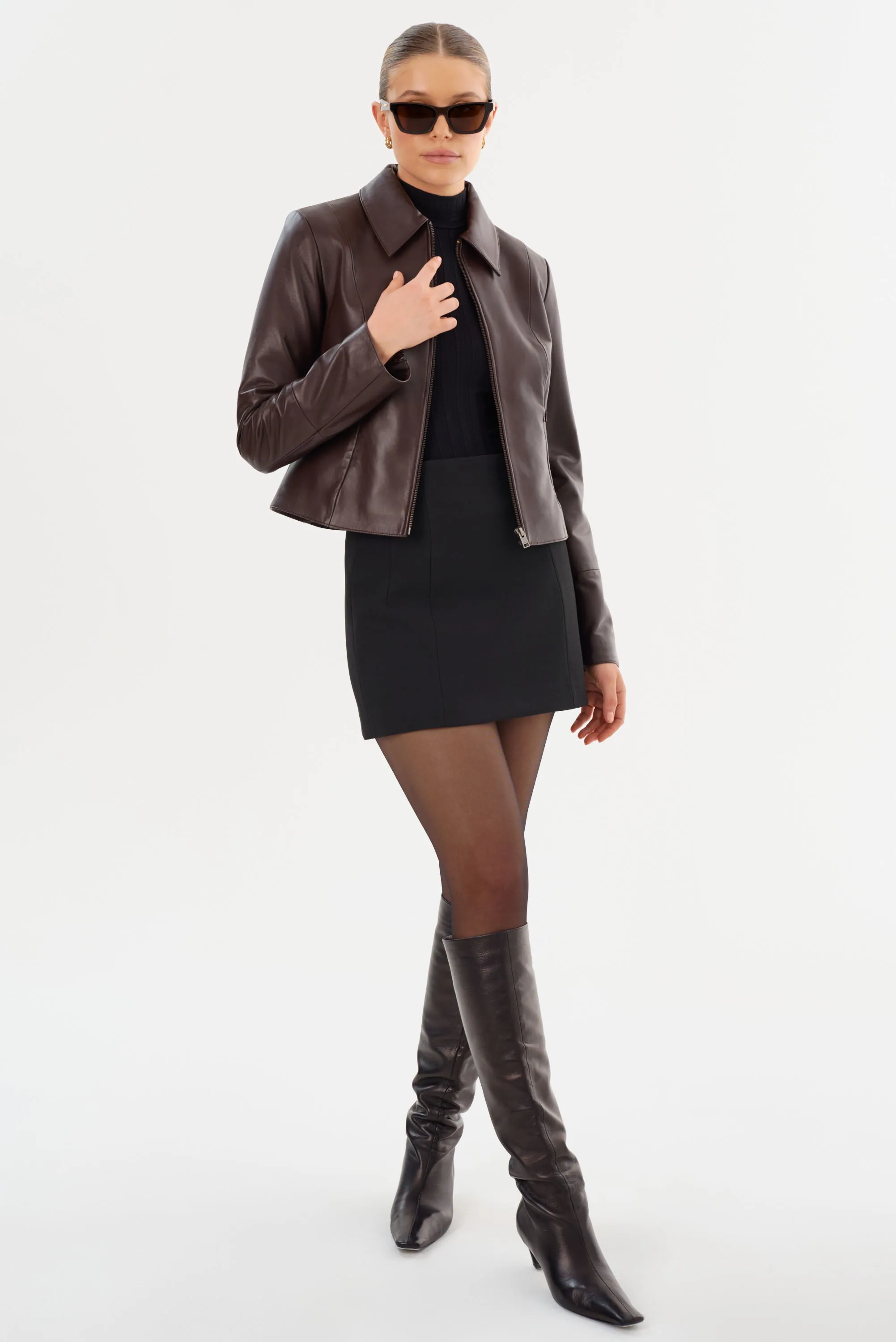OCEANA | Fitted Leather Jacket sold by LAMARQUE product image thumbnail 4