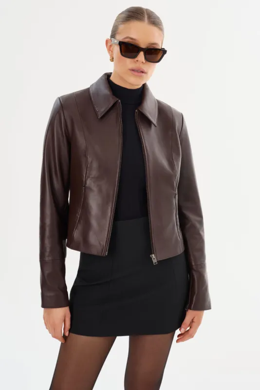OCEANA | Fitted Leather Jacket sold by La Marque