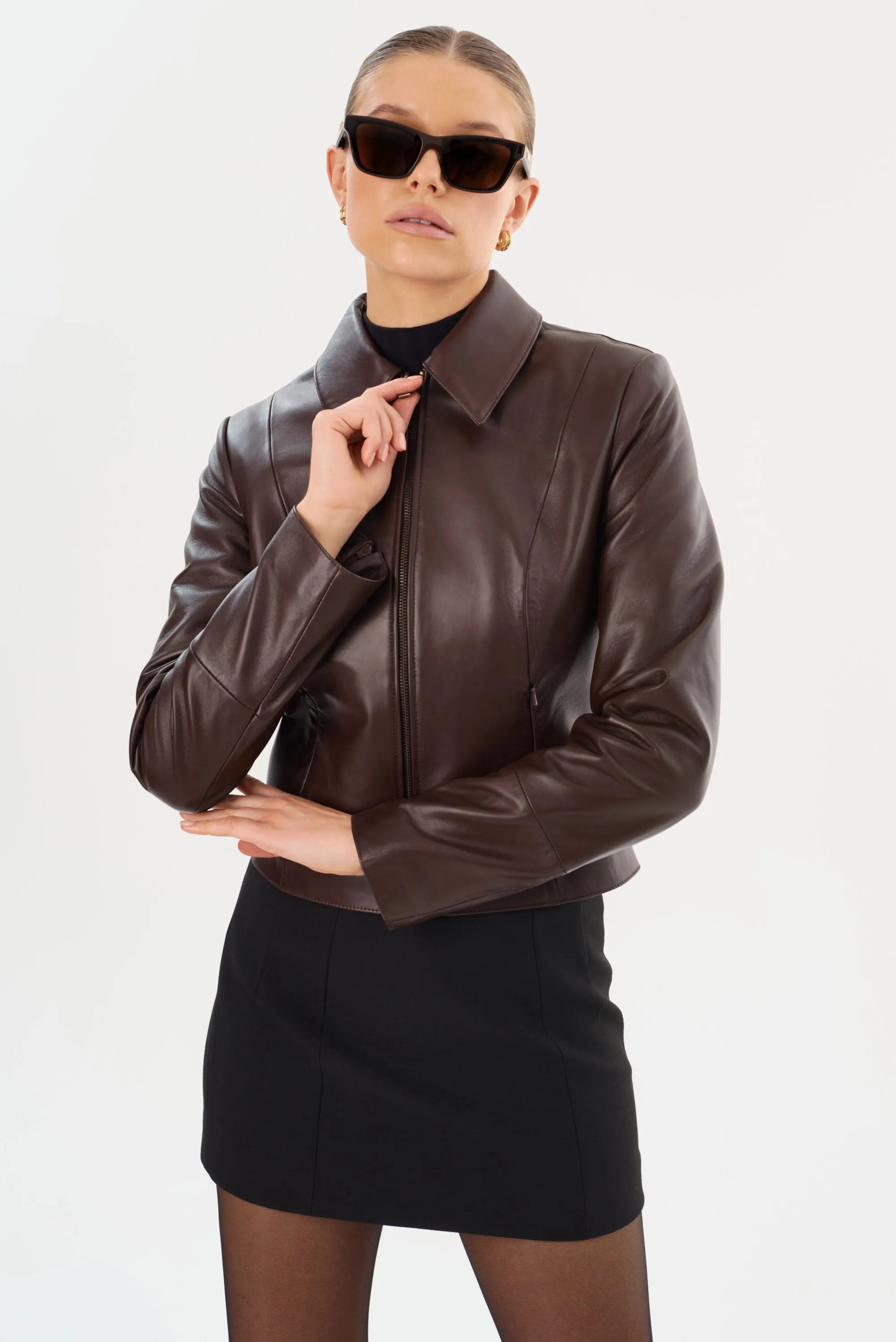 OCEANA | Fitted Leather Jacket sold by LAMARQUE product image thumbnail 3