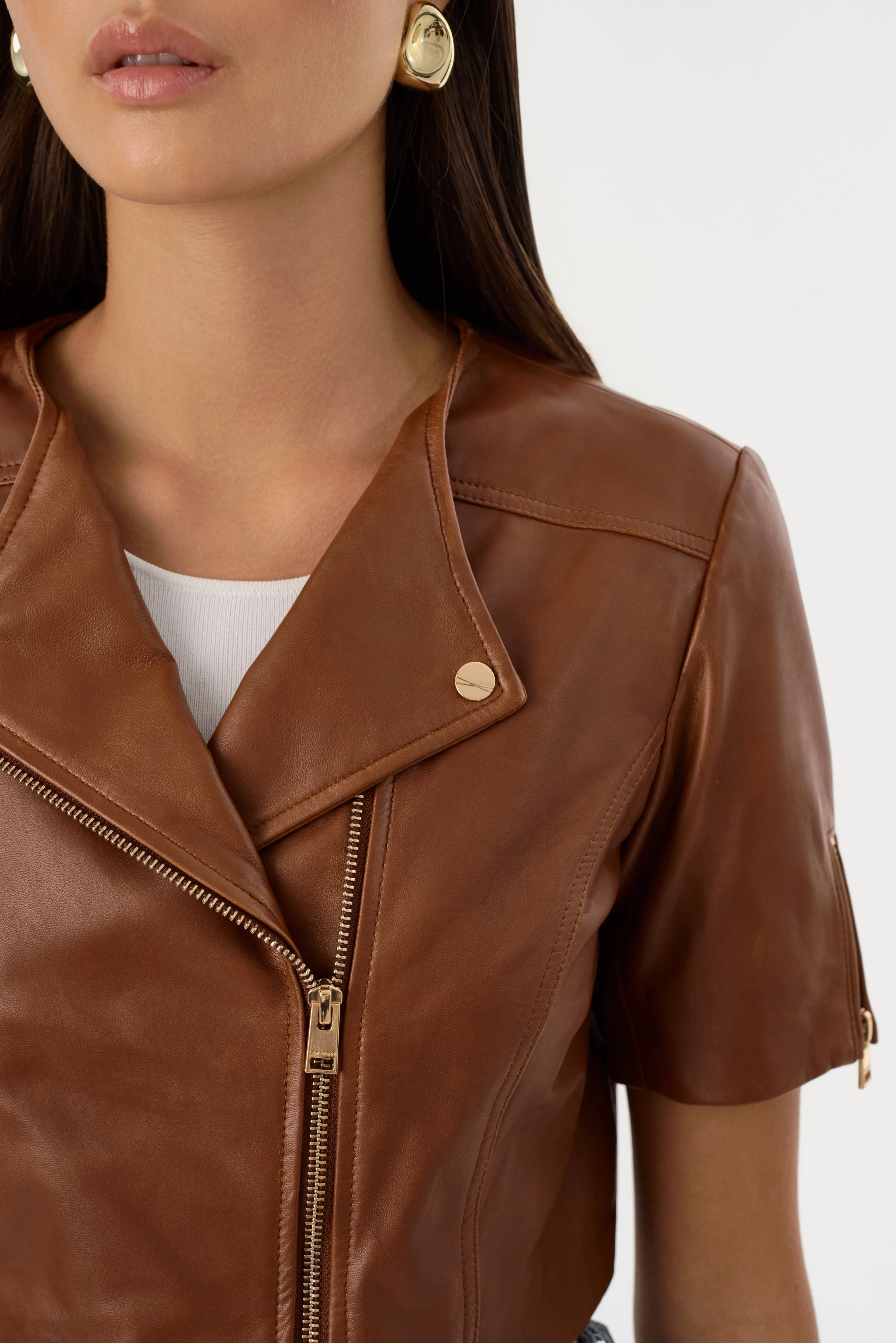 KIRSI GOLD | Cropped Biker Jacket sold by LAMARQUE product image thumbnail 4