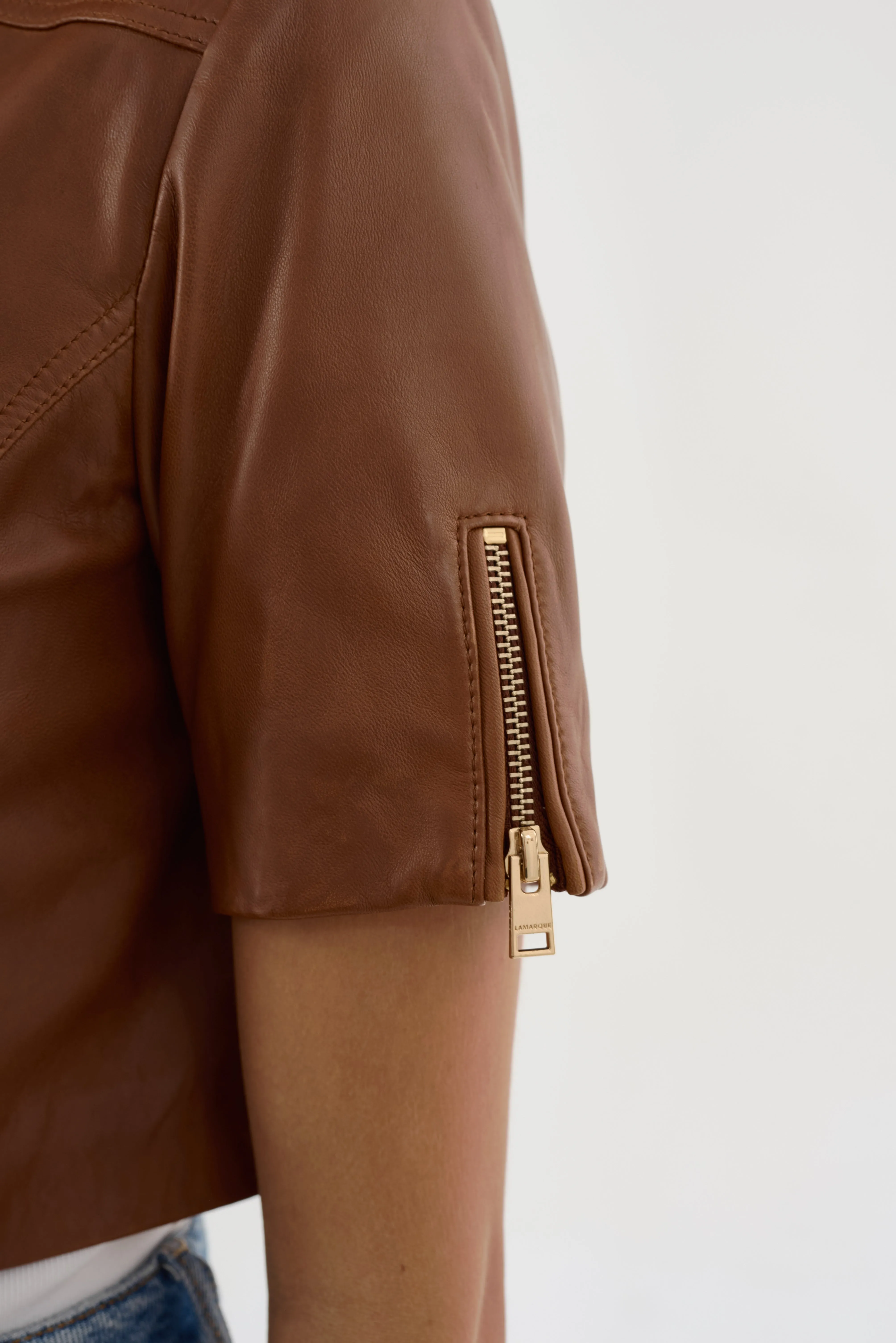 KIRSI GOLD | Cropped Biker Jacket sold by LAMARQUE product image thumbnail 3