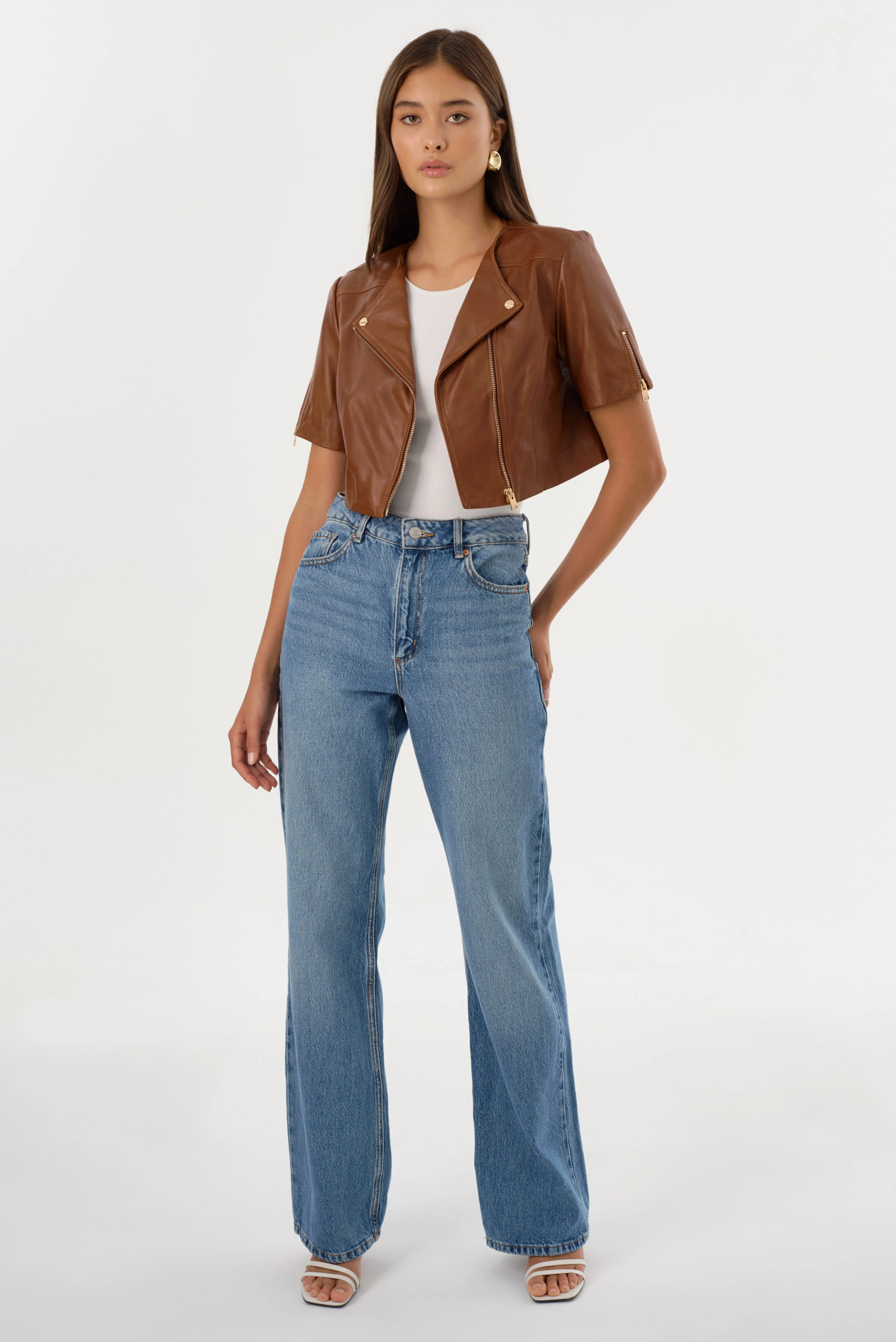 KIRSI GOLD | Cropped Biker Jacket sold by LAMARQUE product image thumbnail 2