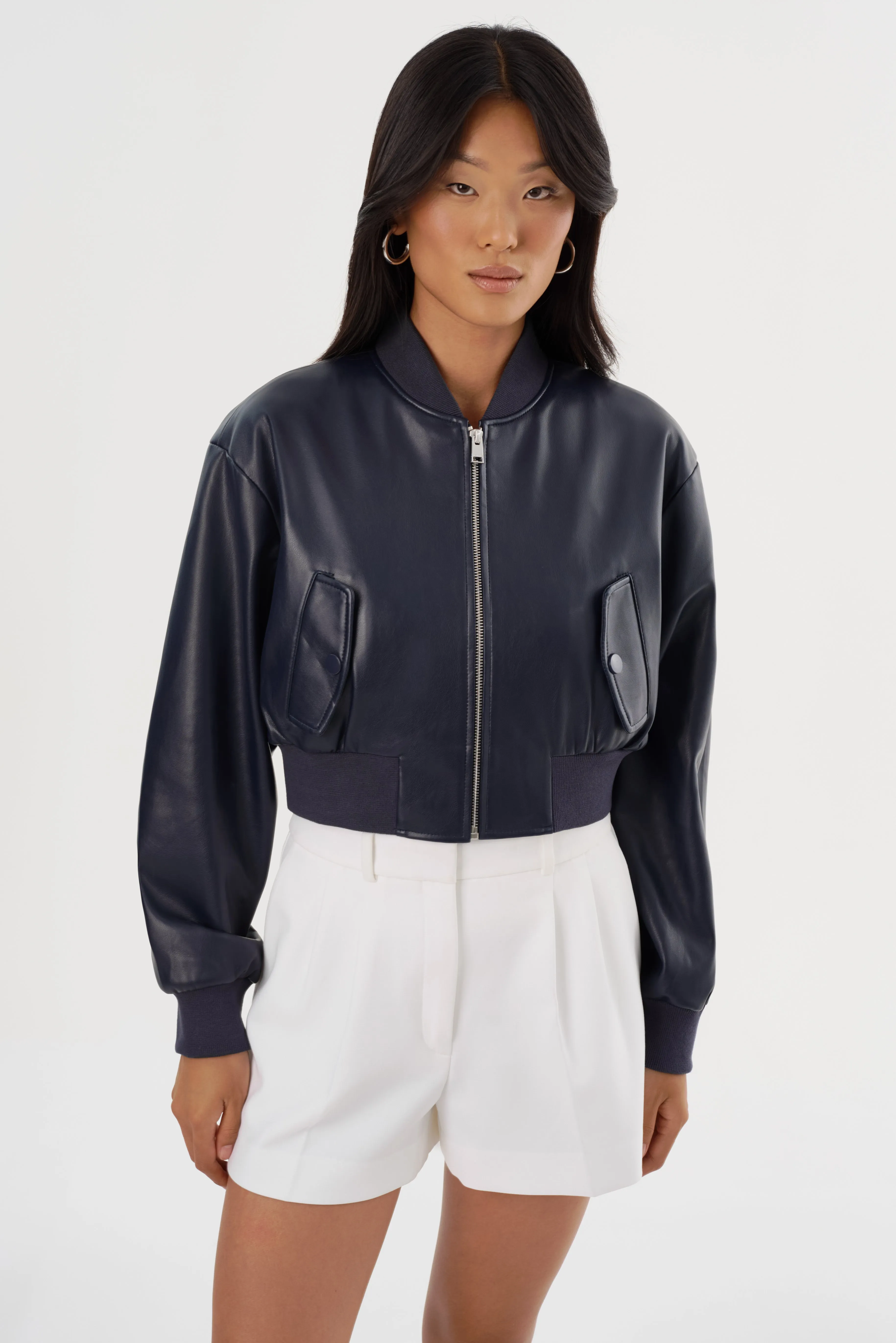 EVELIN | Faux Leather Cropped Bomber sold by LAMARQUE product image thumbnail 3