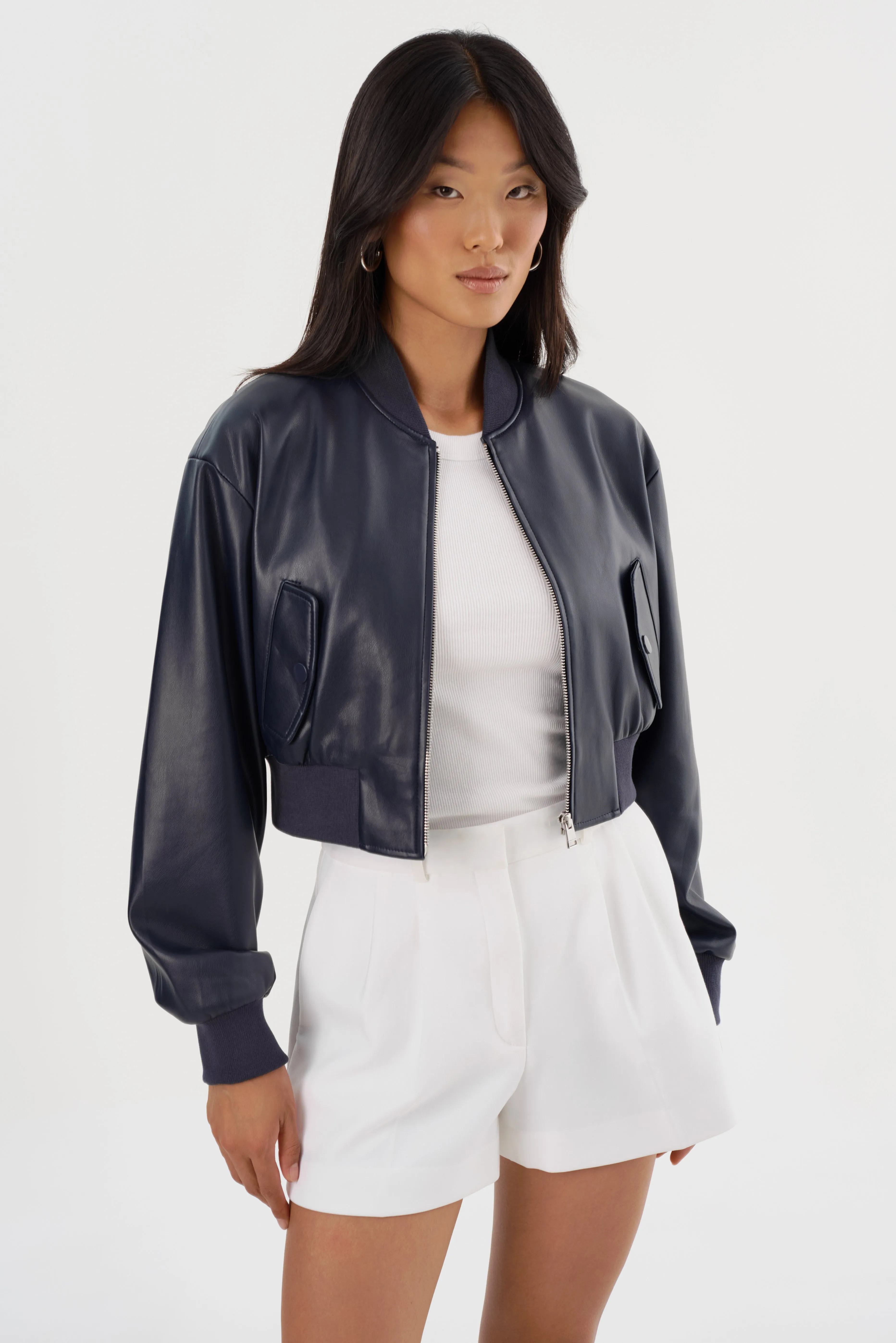 EVELIN | Faux Leather Cropped Bomber sold by LAMARQUE product image thumbnail 2