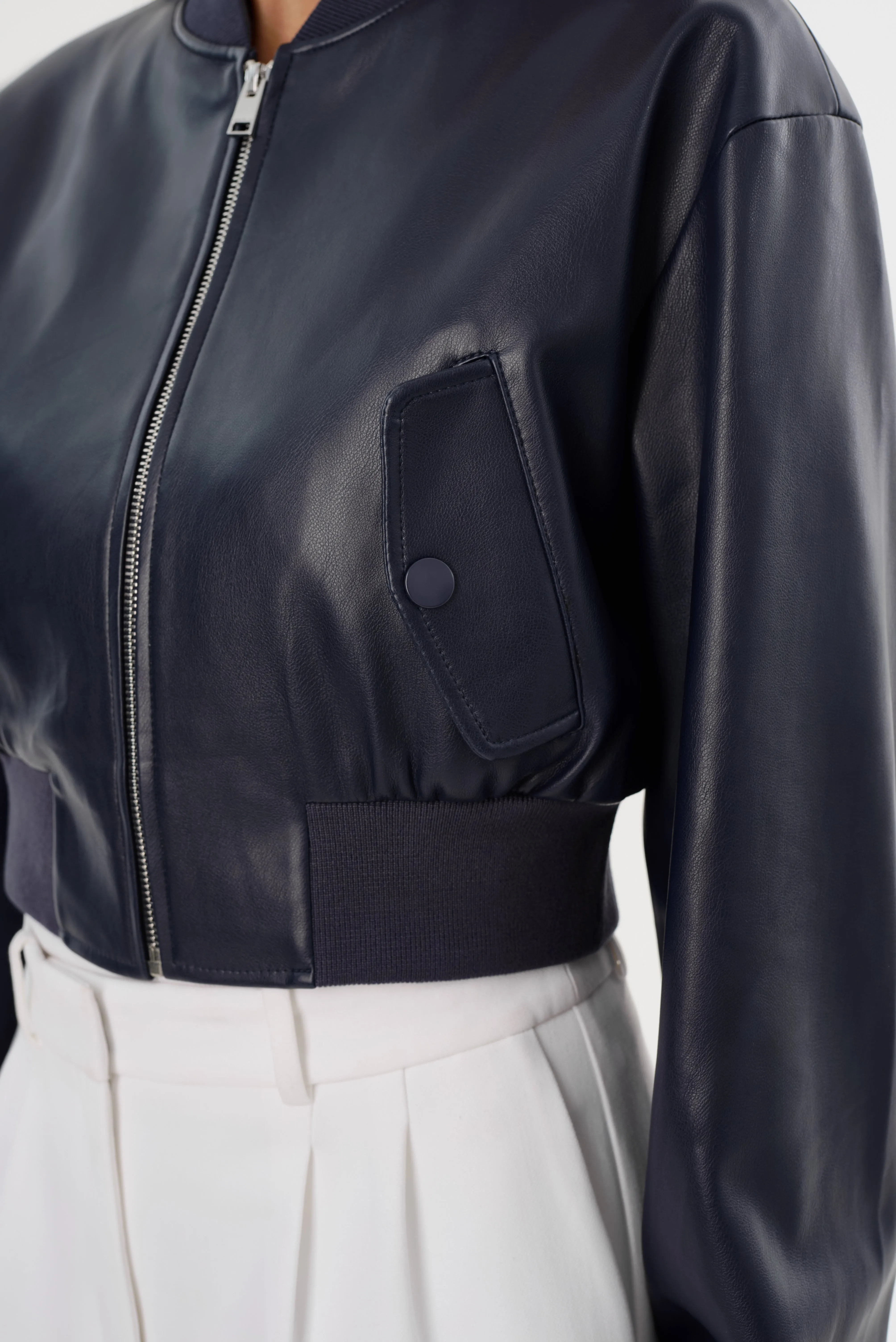 EVELIN | Faux Leather Cropped Bomber sold by LAMARQUE product image thumbnail 5