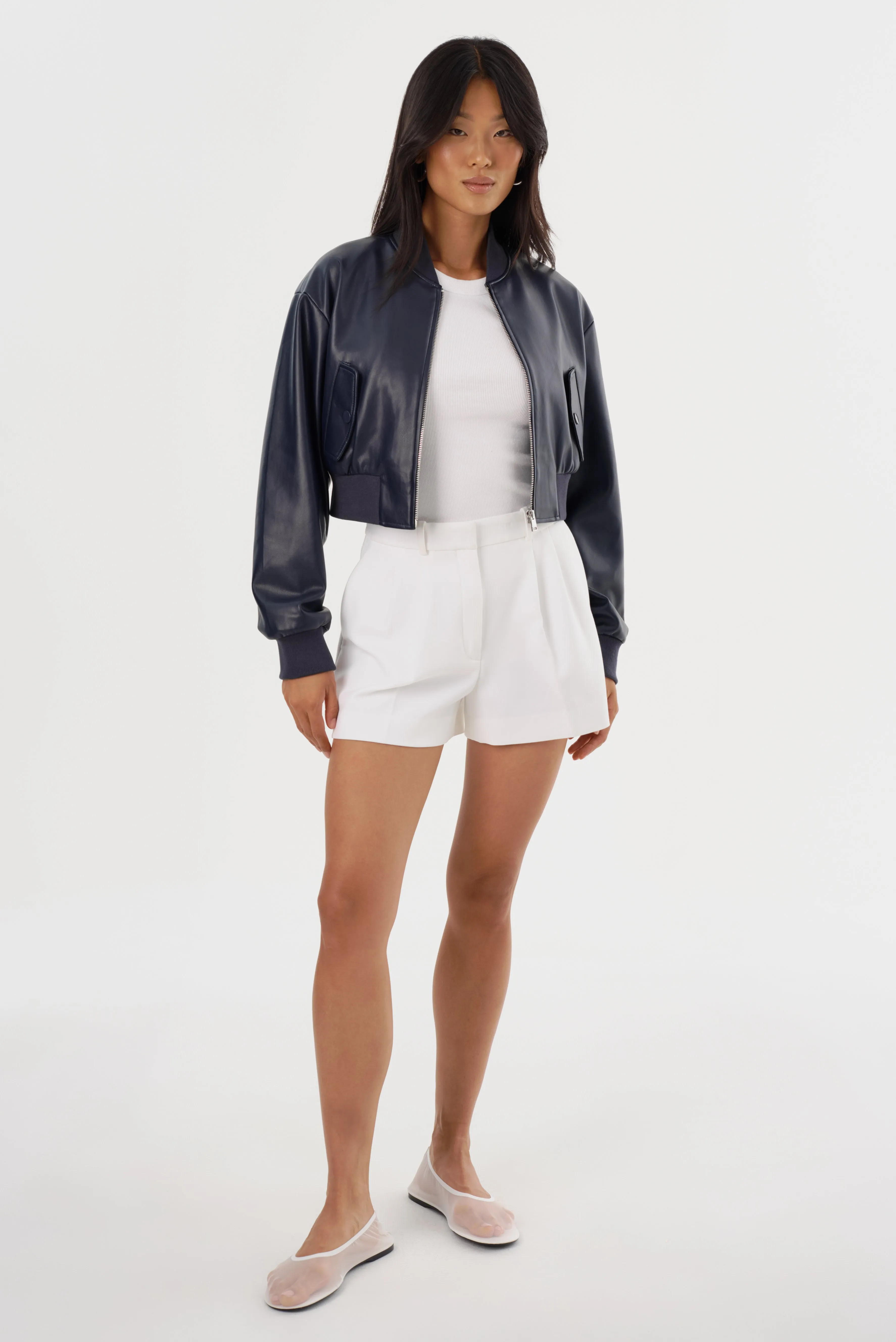 EVELIN | Faux Leather Cropped Bomber sold by LAMARQUE product image thumbnail 4