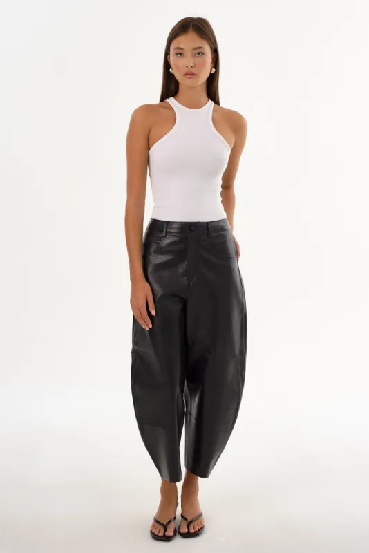 FENNE | Leather Tapered Pants sold by LAMARQUE