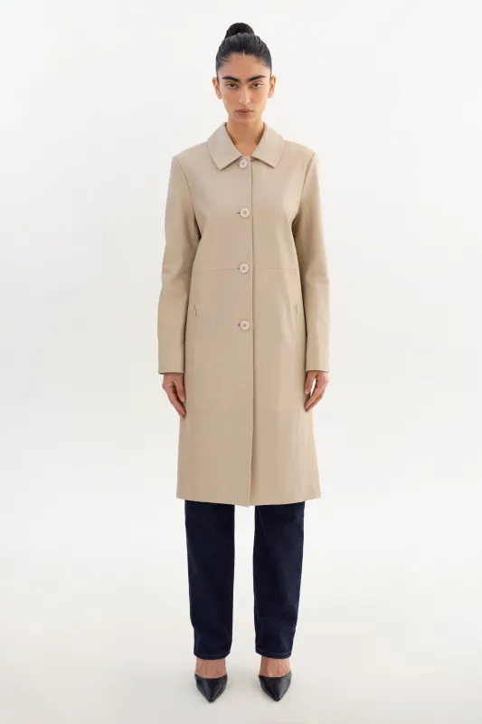 BELEN | Longline Leather Coat sold by LAMARQUE