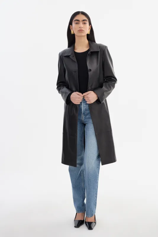 BELEN | Longline Leather Coat sold by LAMARQUE