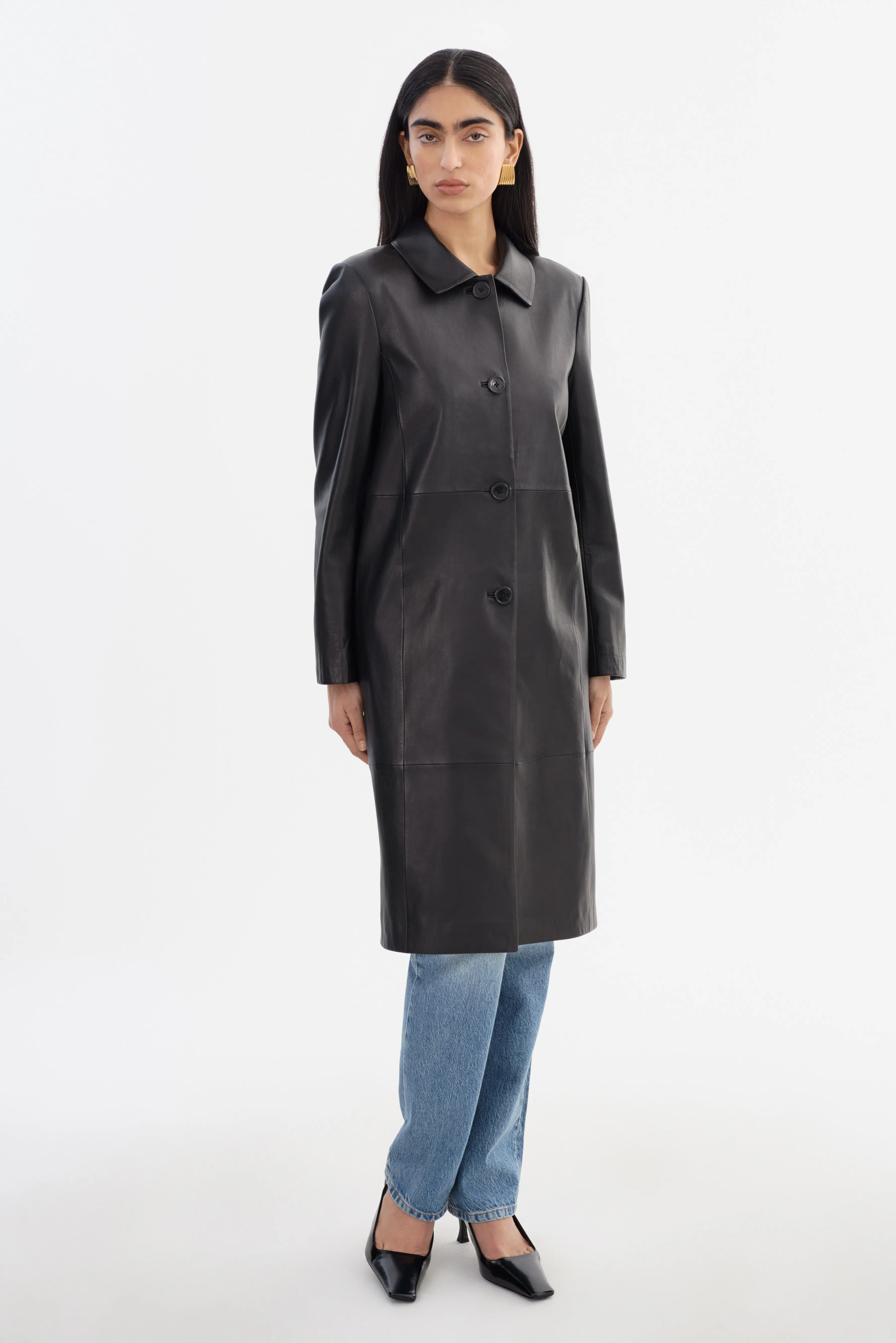 BELEN | Longline Leather Coat sold by LAMARQUE product image thumbnail 3