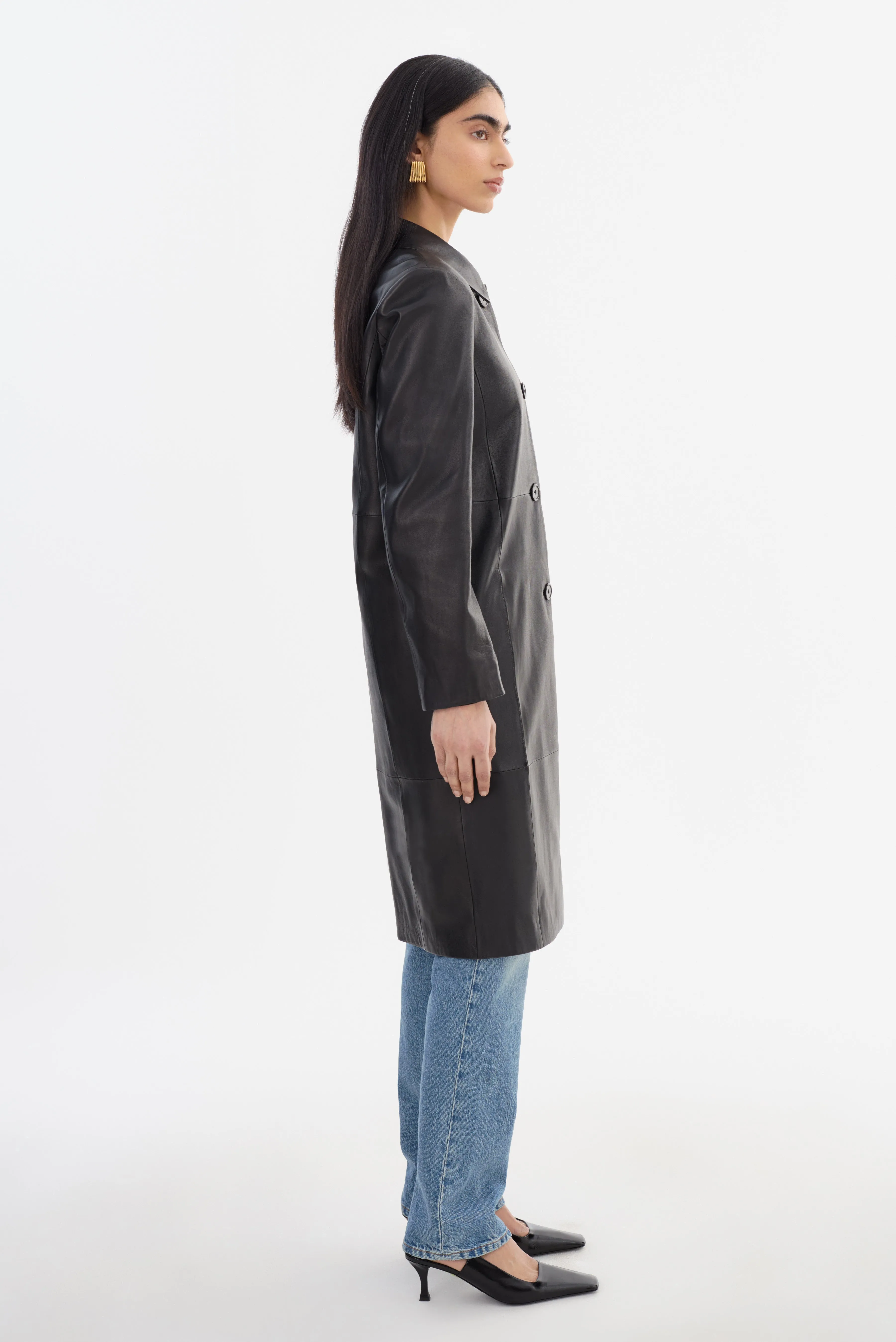 BELEN | Longline Leather Coat sold by LAMARQUE product image thumbnail 5