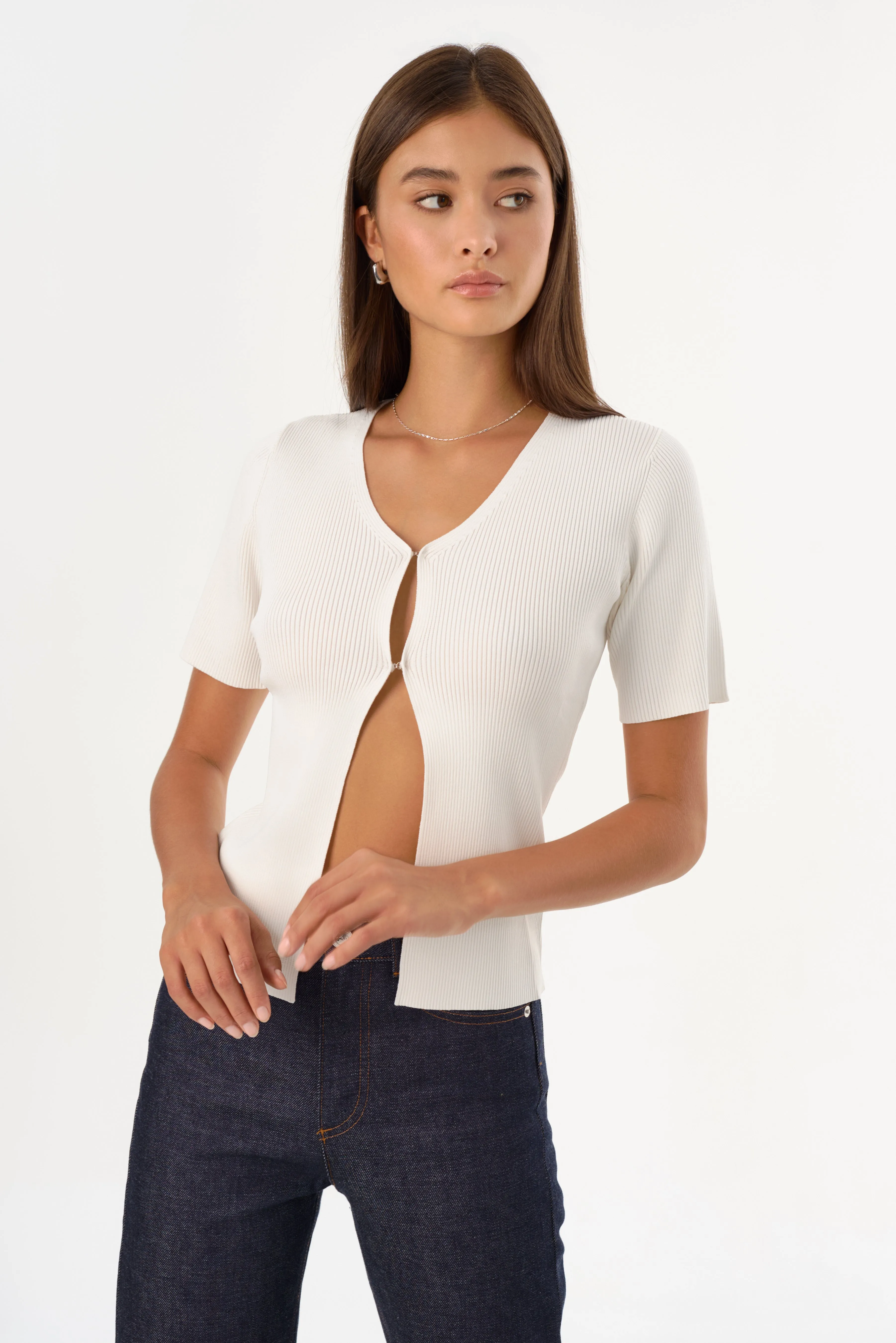 AURELIE | Rib Knit Short Sleeve Top sold by LAMARQUE