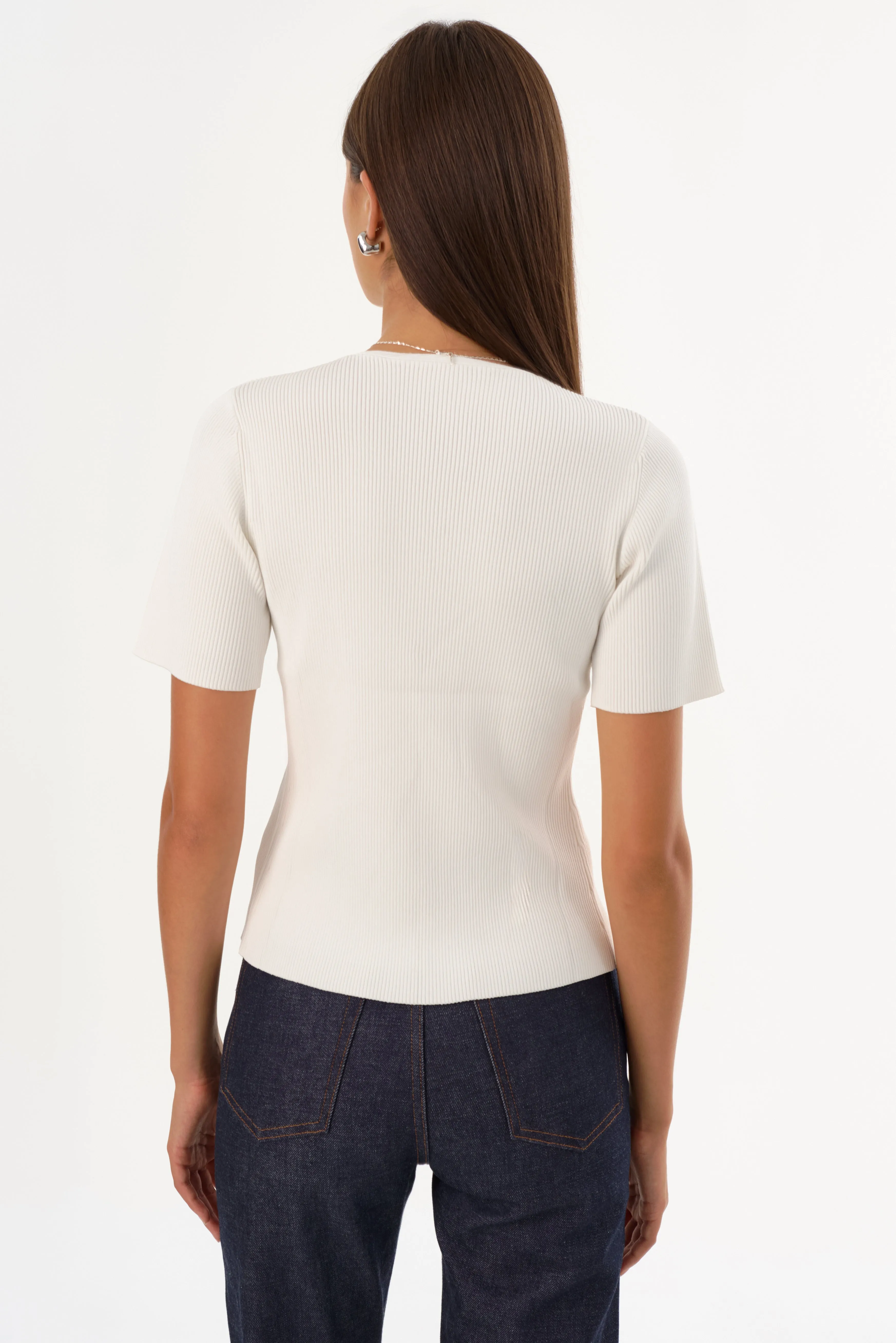 AURELIE | Rib Knit Short Sleeve Top sold by LAMARQUE product image thumbnail 5