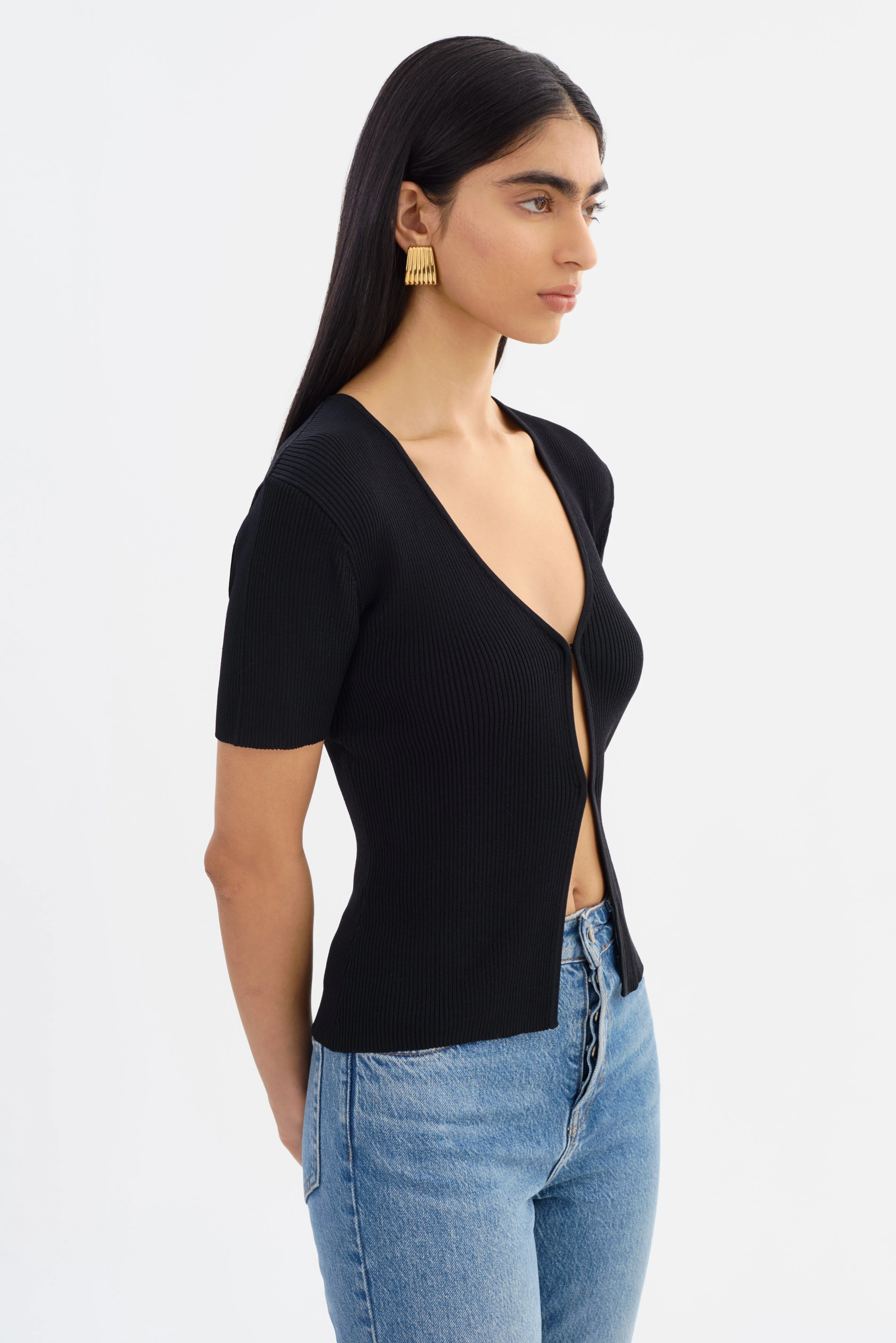 AURELIE | Rib Knit Short Sleeve Top sold by LAMARQUE product image thumbnail 3