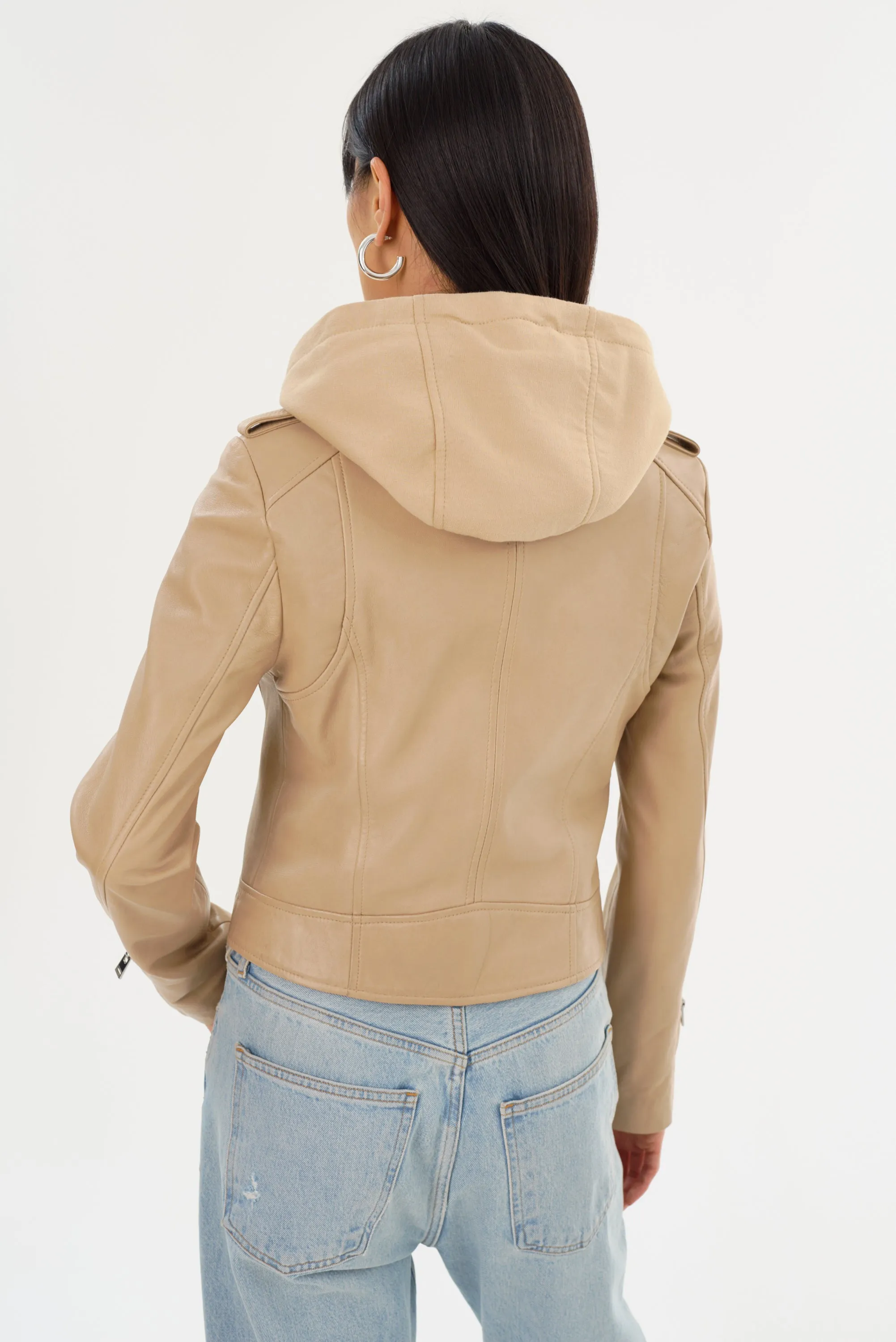 HOLY | Leather Biker Jacket with Removable Hood sold by LAMARQUE product image thumbnail 3