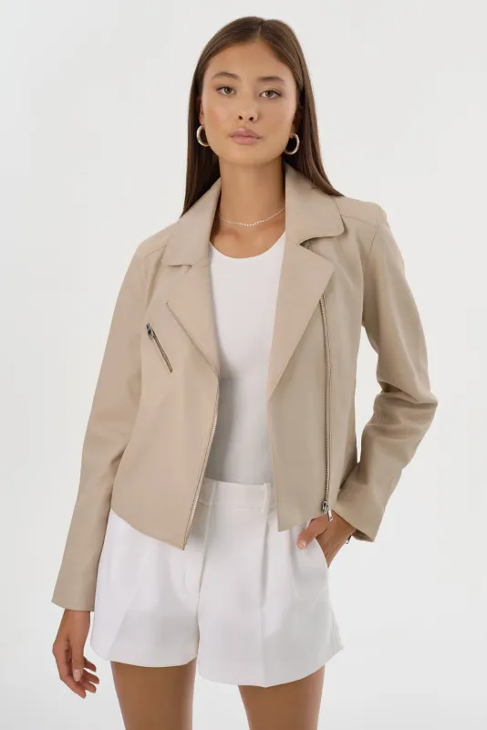 VALERIA | Leather Biker Jacket sold by La Marque