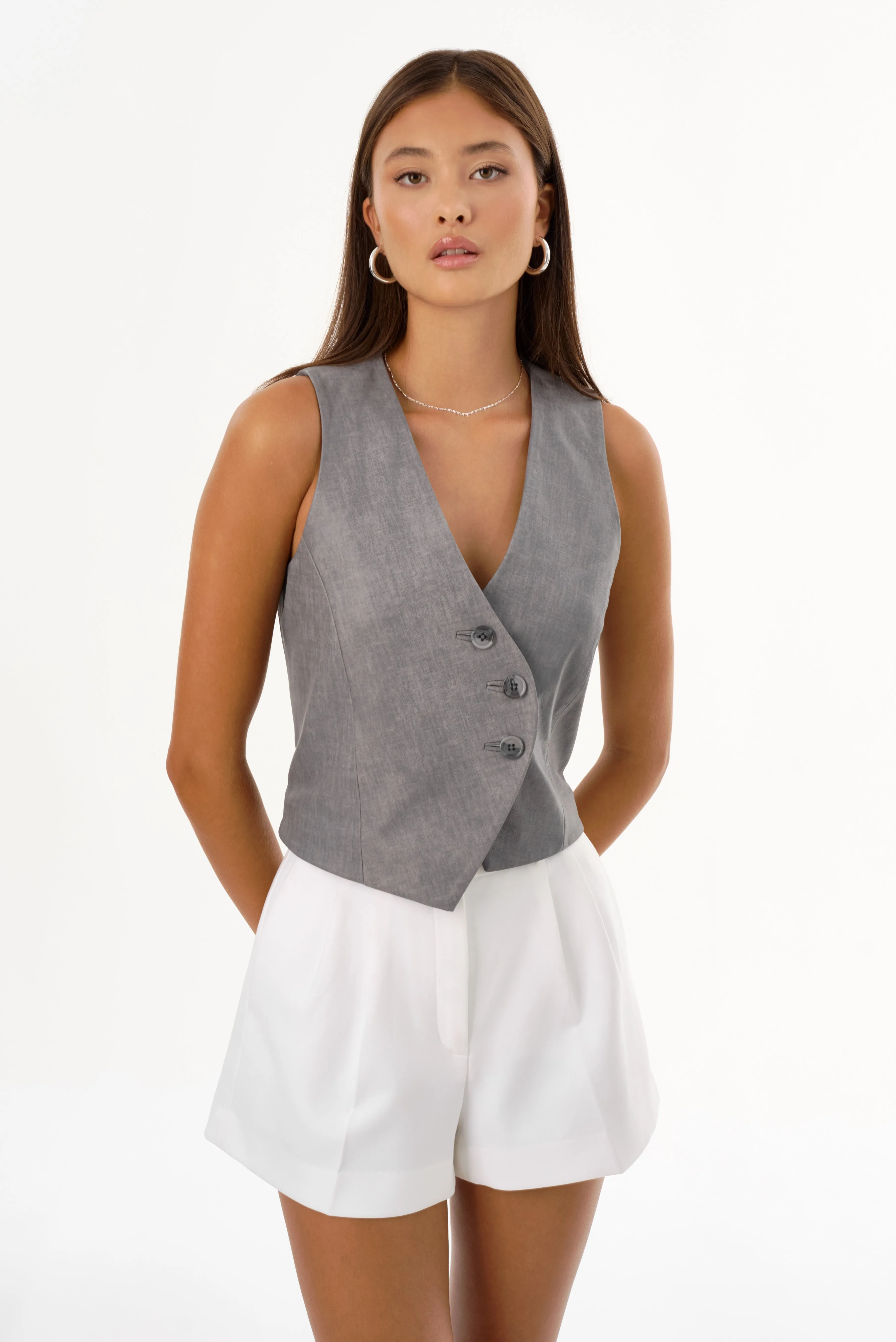 NAIARA | Leather Asymmetric Vest sold by LAMARQUE