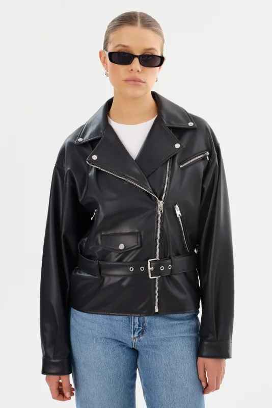 SHELIA | Faux Leather Biker Jacket sold by LAMARQUE