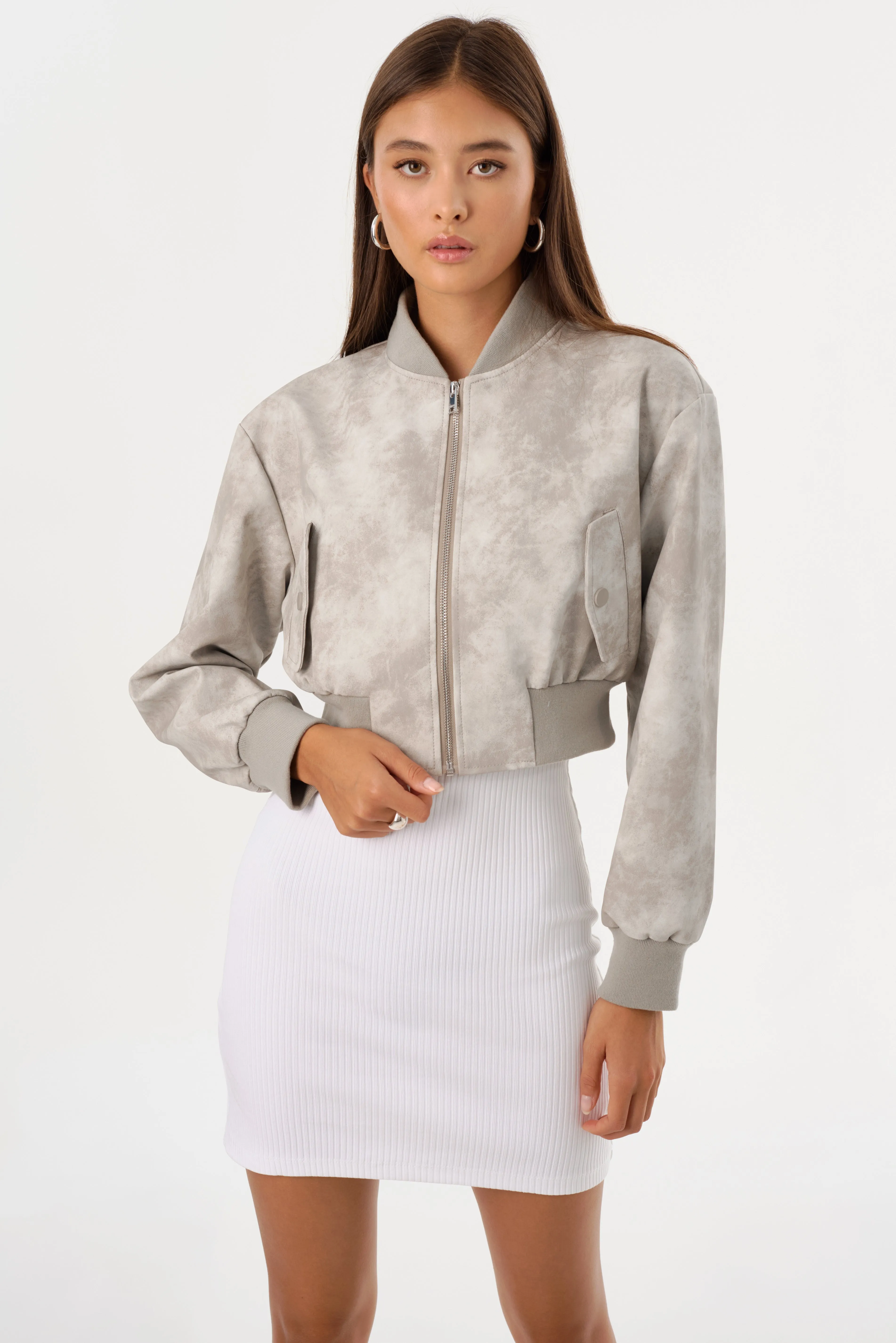 EVELIN D | Faux Leather Cropped Bomber sold by LAMARQUE product image thumbnail 4