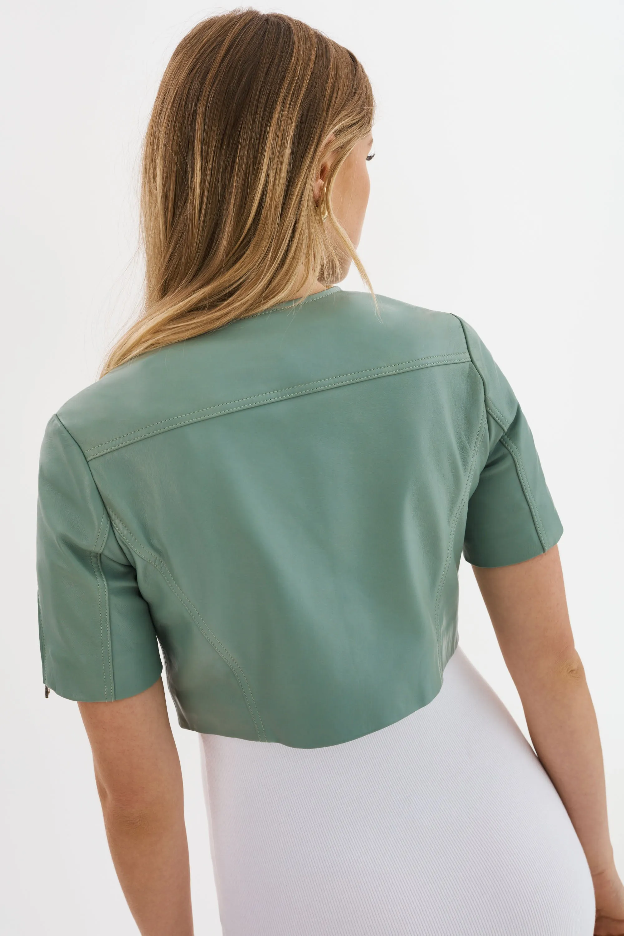 KIRSI CH | Cropped Biker Jacket sold by La Marque product image thumbnail 5