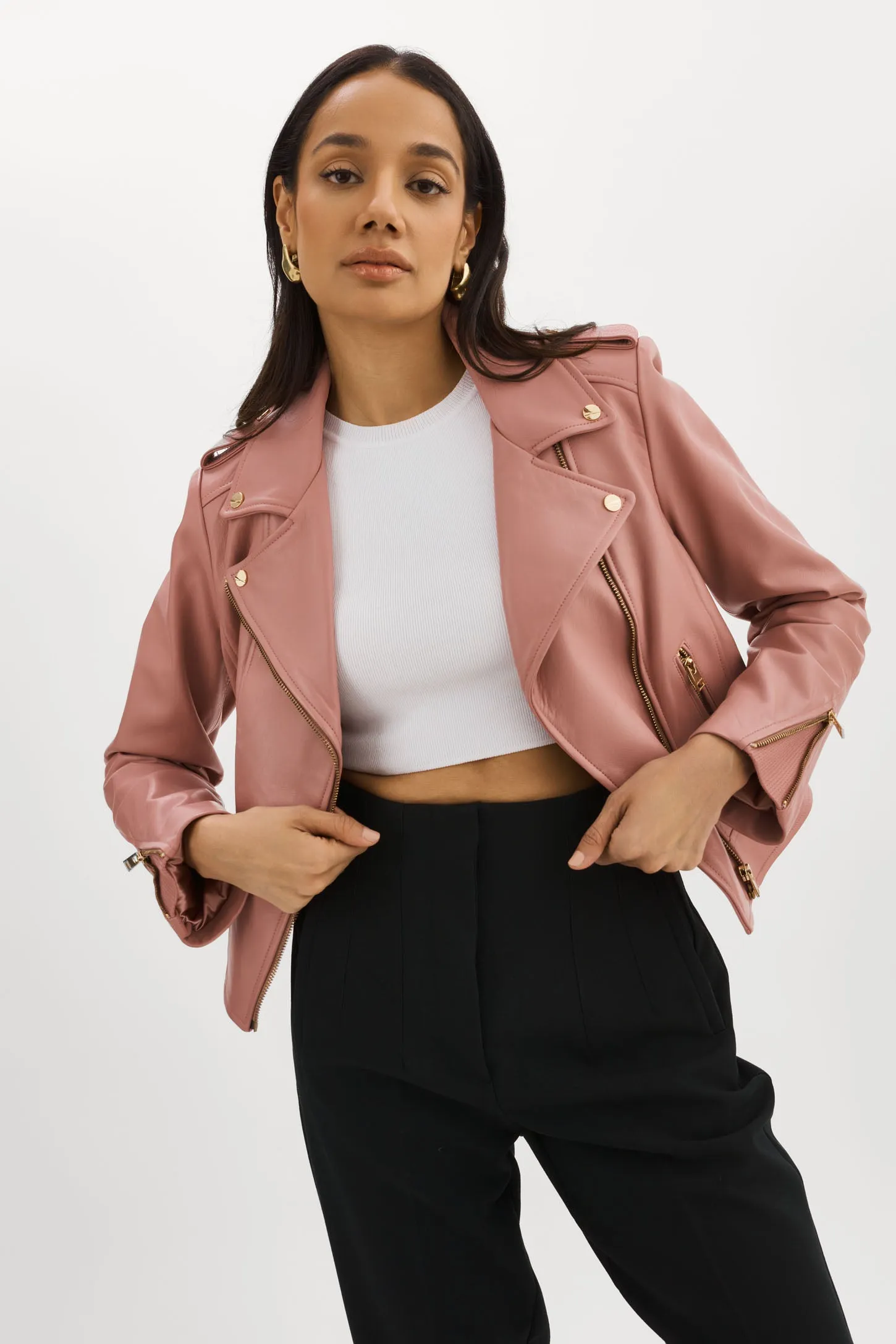 DONNA GOLD | Iconic Leather Biker Jacket sold by LAMARQUE product image thumbnail 2