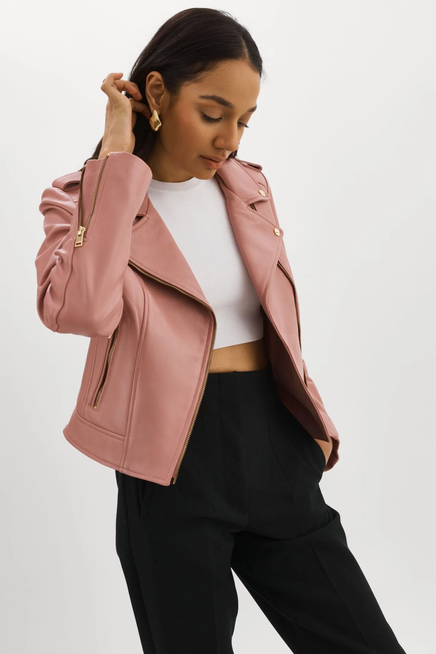 DONNA GOLD | Iconic Leather Biker Jacket sold by LAMARQUE product image thumbnail 5